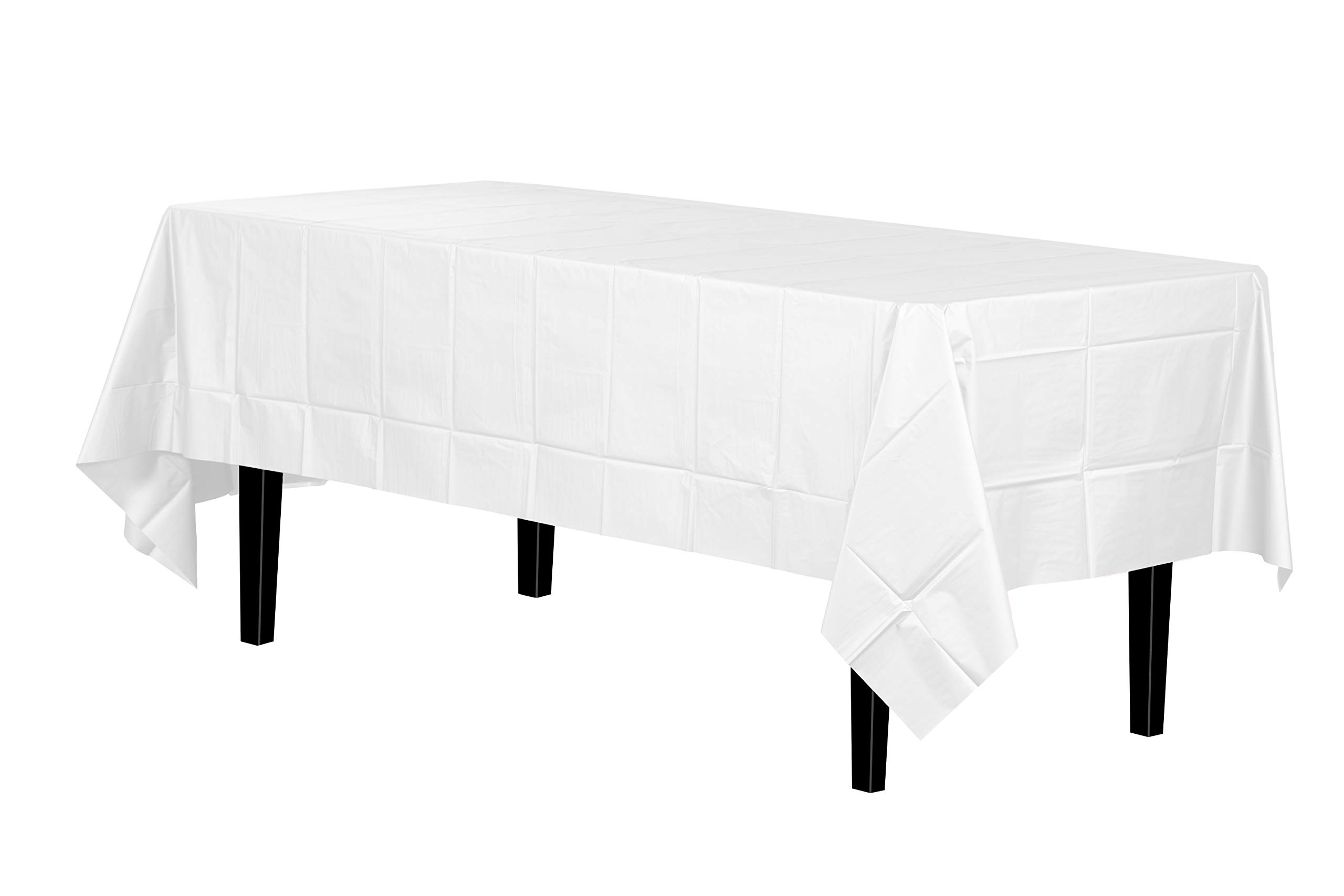 Premium White Plastic Table Cover - Waterproof & Wrinkle-Resistant for Parties, Weddings, and Outdoor Events