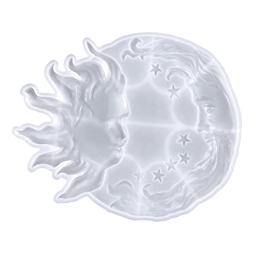 2 Pack Moon & Sun Silicone Molds for DIY Resin Crafts - Fashionable Star Moon Sun Face Silicone Molds for Wall Decor, Jewelry Making, Candle & Soap Making - Perfect for Home Decor & Handmade Gifts
