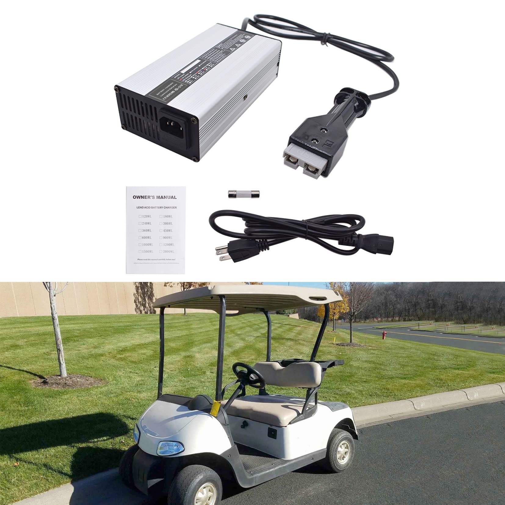 36V 5A Golf Cart Battery Charger with SB50 Connector - Compatible with Marathon & Club Car Golf Carts - Fast Charging for Extended Play on Golf Courses & Neighborhood Rides