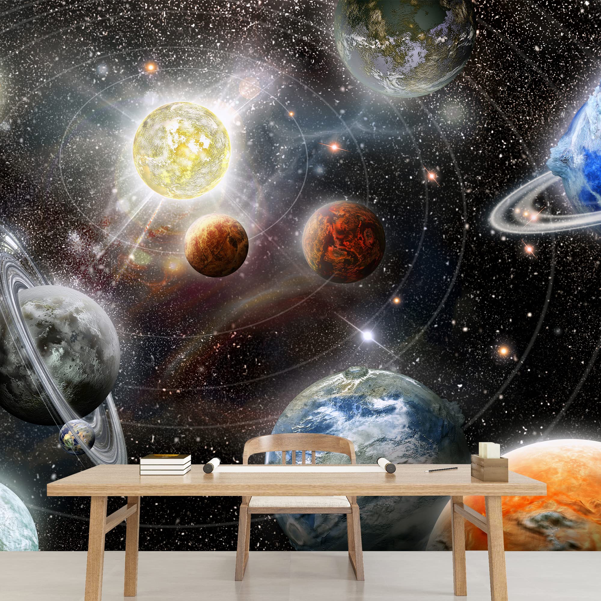 Removable Peel and Stick Wallpaper - 100x144 Inch Large Space Themed Wall Mural for Bedroom Decor | Perfect for Kids Room, Nursery, or Home Office