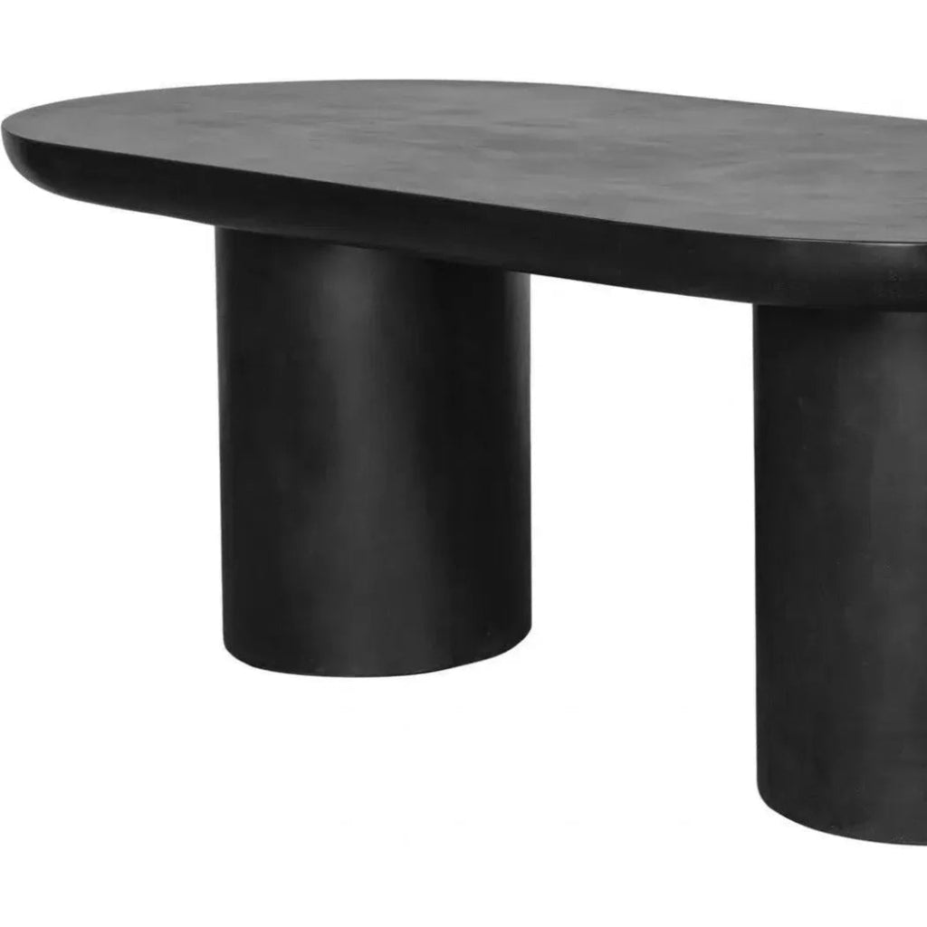 83 Inch Outdoor Dining Table - Black Concrete Top, Weatherproof & Durable Patio Furniture for Backyard, Garden, Poolside Dining & Entertaining