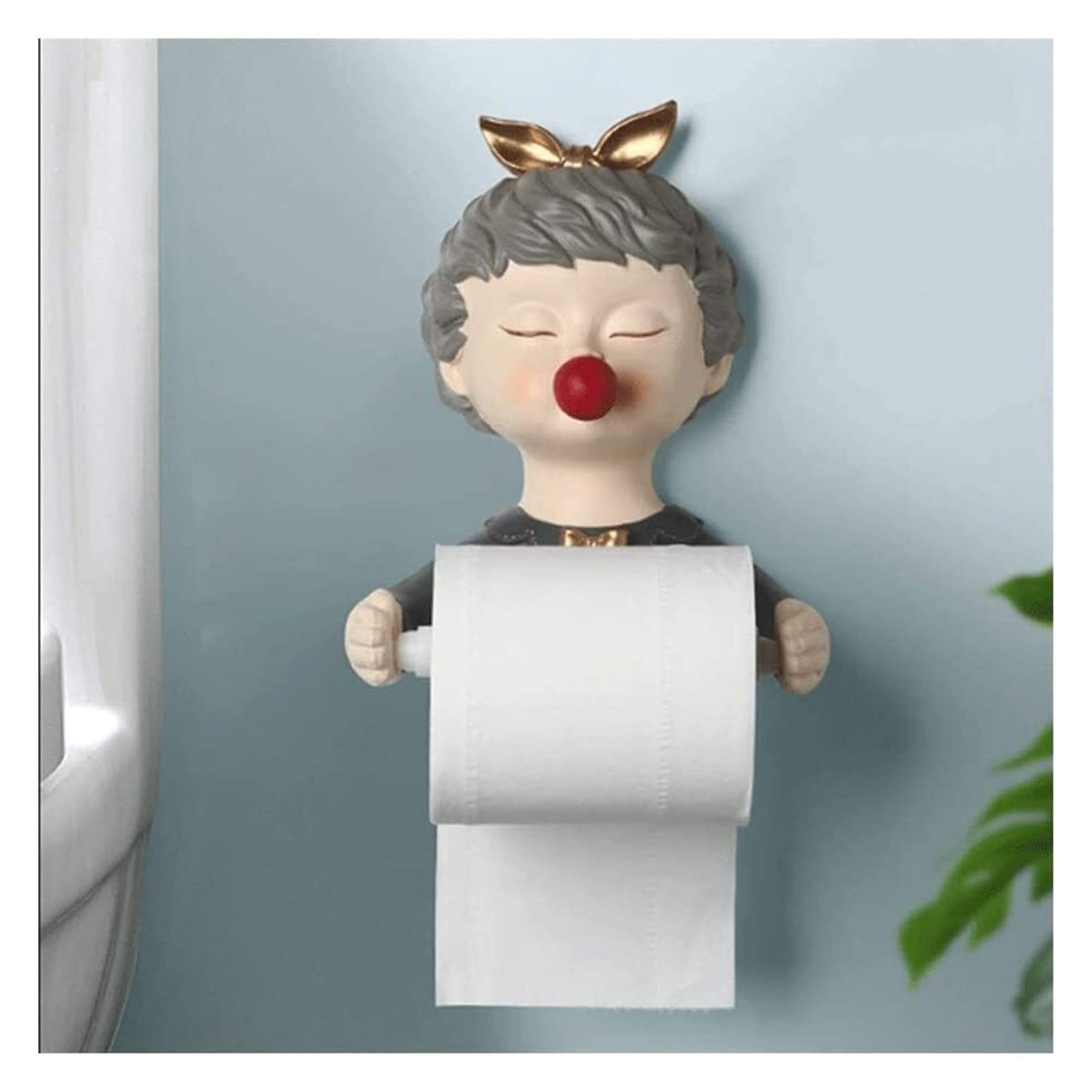 LumeCube Creative Resin Girl Wall-Mounted Tissue Holder - No Punch Needed Desktop Storage Rack for Bathroom, Living Room, Car & Office - Tissue Box Cover (Color: M-1) - Perfect for Home Decor, Gift Idea & Space Saving Organization