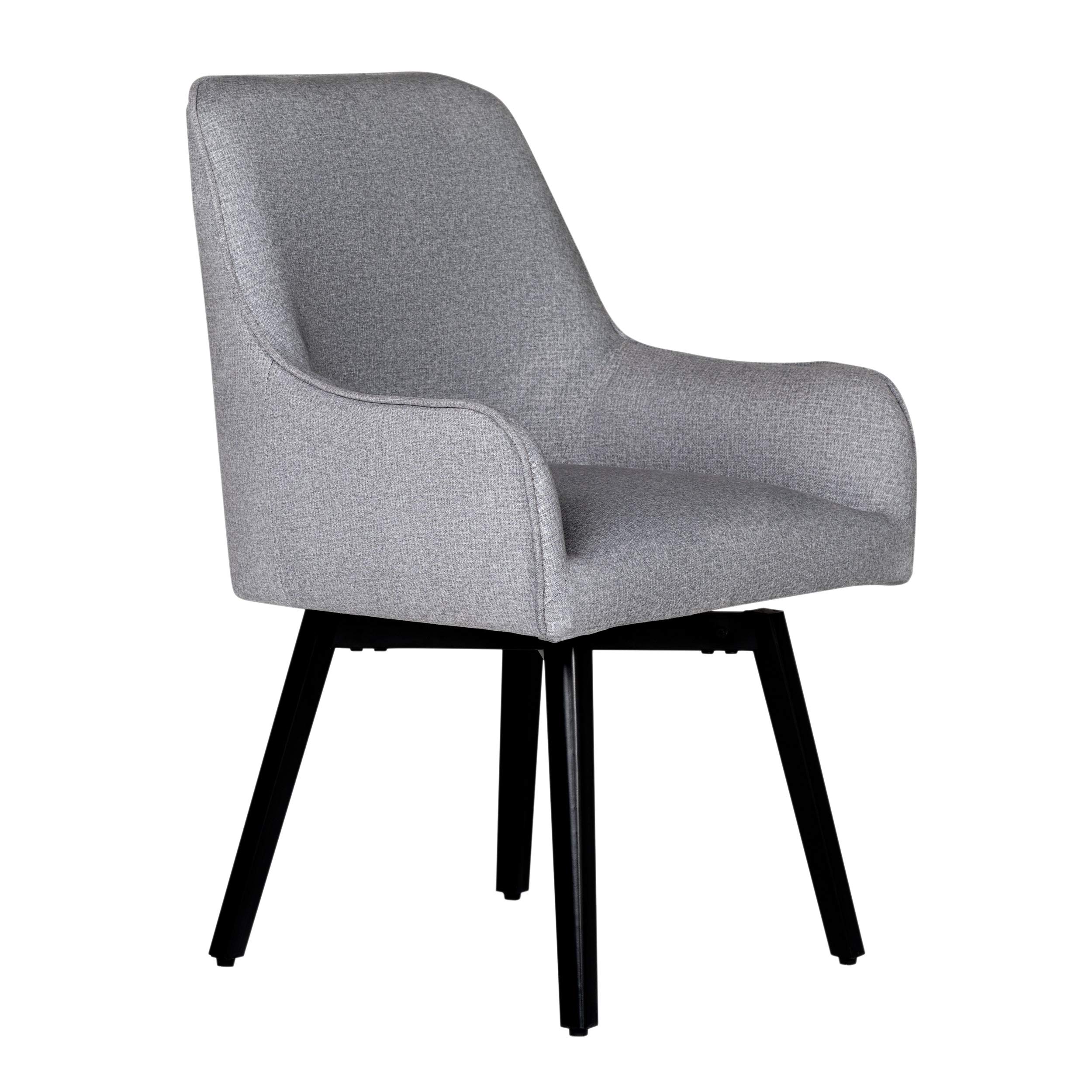Studio Designs Contemporary Spire Luxe Swivel Accent Chair - Upholstered Dining Chair with Rotating Seat & Metal Legs in Heather Gray - 25.5