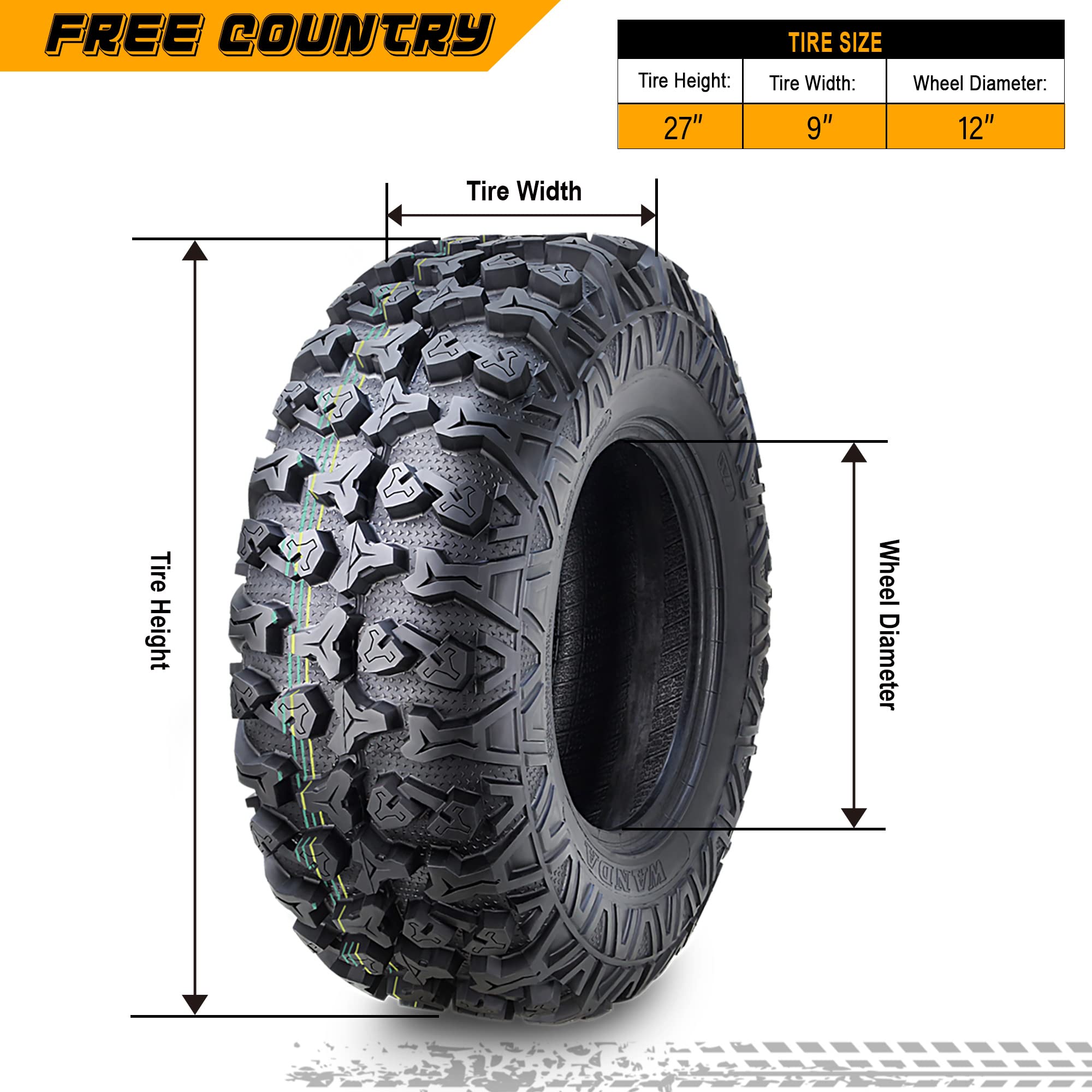 Premium 8PR ATV/UTV Tires 27x9x12 - Heavy Duty All Terrain Tires for 2020 Polaris Scrambler XP 1000 S Front - Perfect for Off-Roading, Mudding & Trail Riding