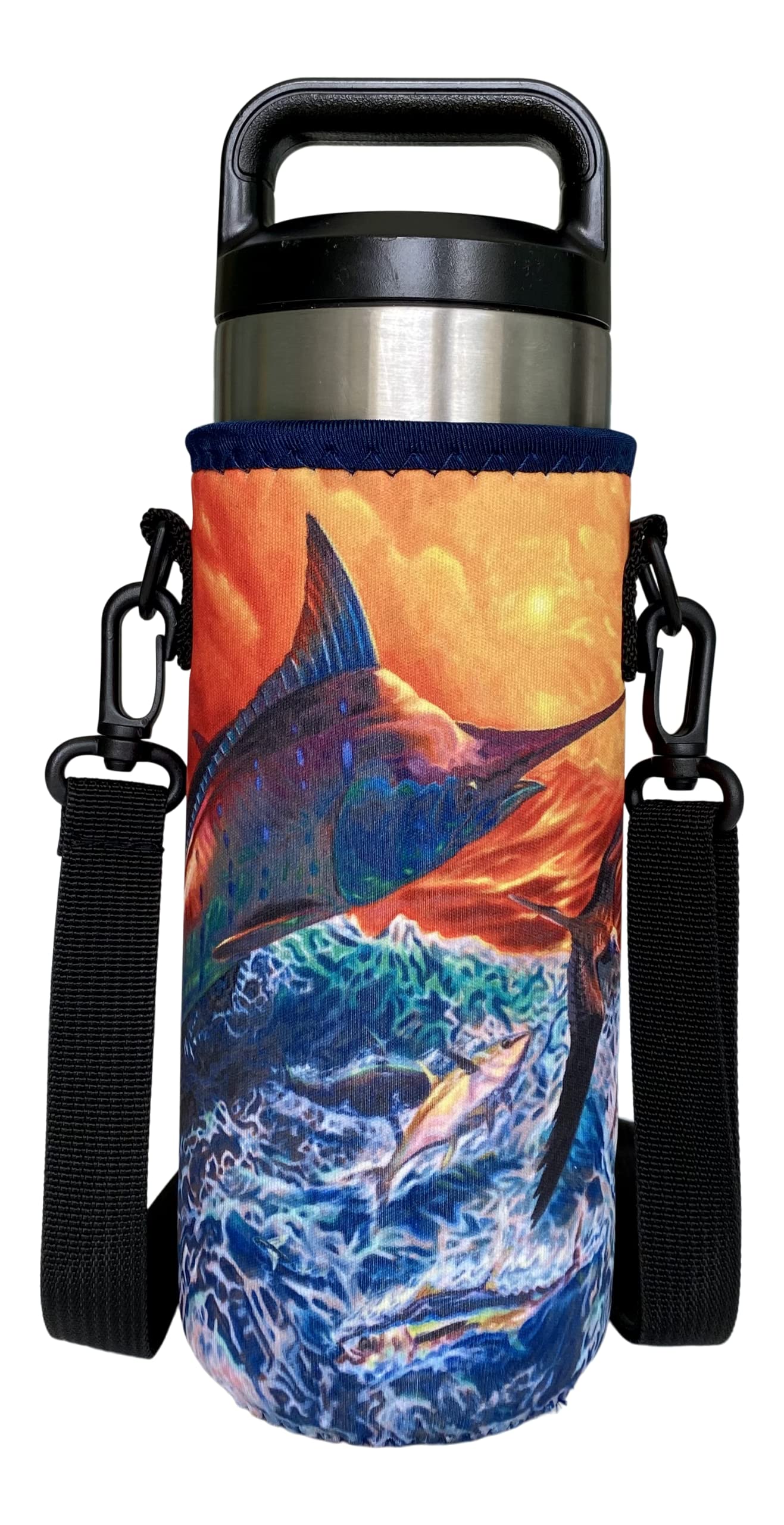 Koverz 24-30oz Insulated Water Bottle with Shoulder Strap - for Hiking & Gym