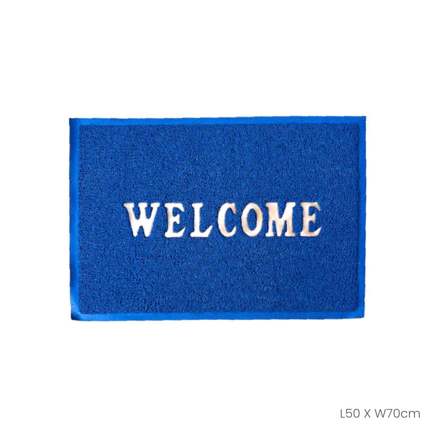 Non-Slip 50x70cm Blue Welcome Floor Mat - Heavy Duty Indoor/Outdoor Doormat for Home, Office & Entryway - 3A Quality (HFH7053B) - Perfect for Muddy Shoes, Wet Weather & High Traffic Areas
