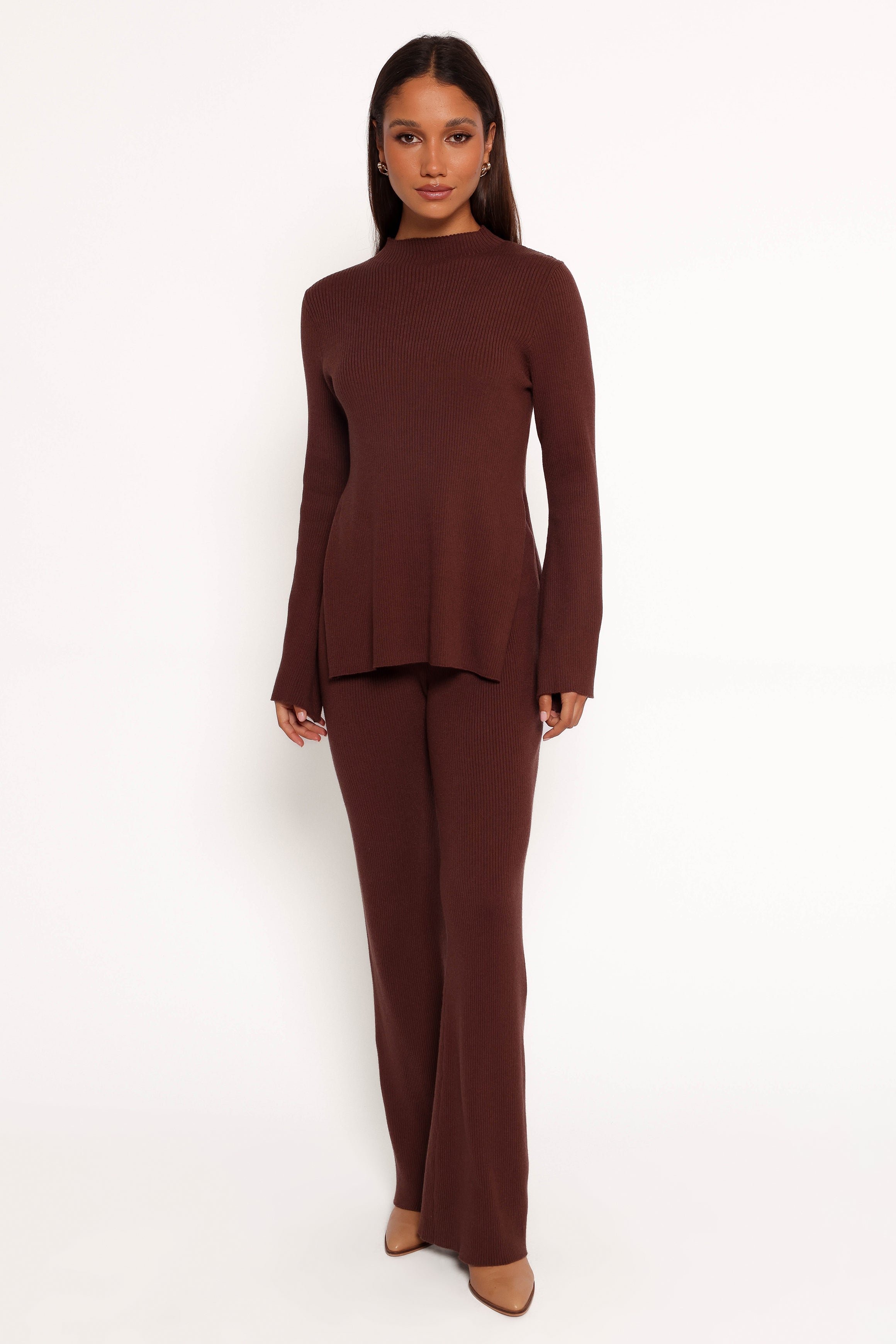 Adrienne Knit Pant - Soft Stretchy Comfortable Women's Lounge Pants in Chocolate Brown for Home Relaxation & Casual Wear