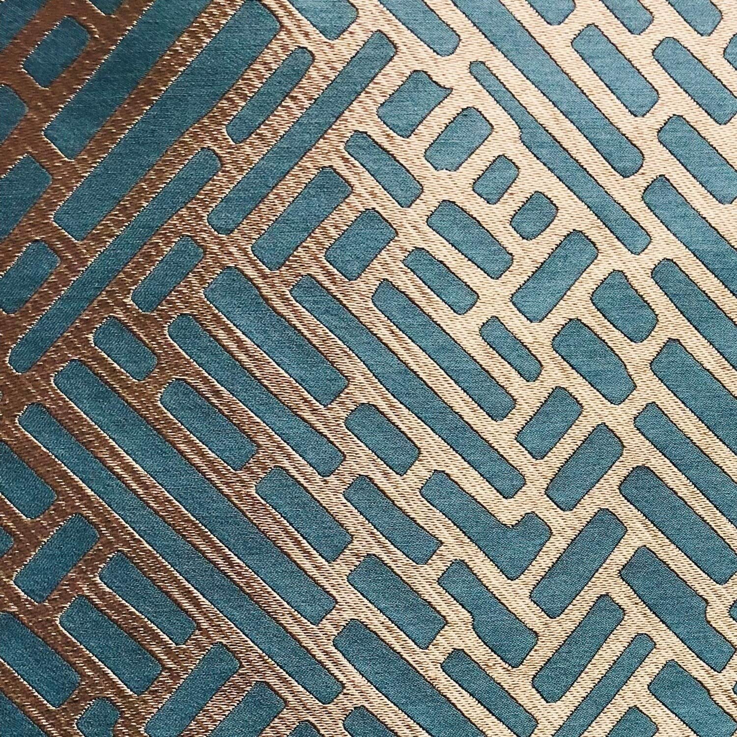 Plutus Golden Brick Blue Geometric Luxury Throw Pillow - Double Sided Decorative Cushion Cover 20x26 Inches - Perfect for Sofa, Bed, Living Room & Home Decor