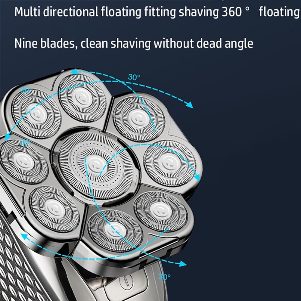 6-in-1 Electric Shaver for Bald Men - Rechargeable Head Shaver, Beard Trimmer & Body Groomer | Perfect for Head Shaving, Facial Hair & Body Grooming at Home or Travel