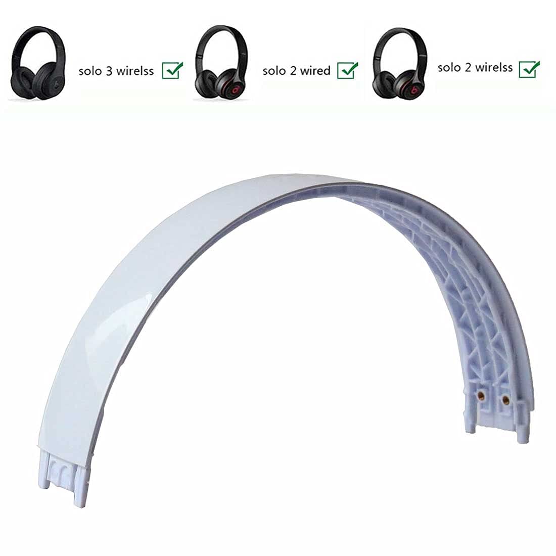 Beats Solo3 Replacement Headband - Compatible with Solo3 & Solo2 Wireless/Wired On-Ear Headphones - Repair Kit (White) - Perfect for Home, Office & Travel Use