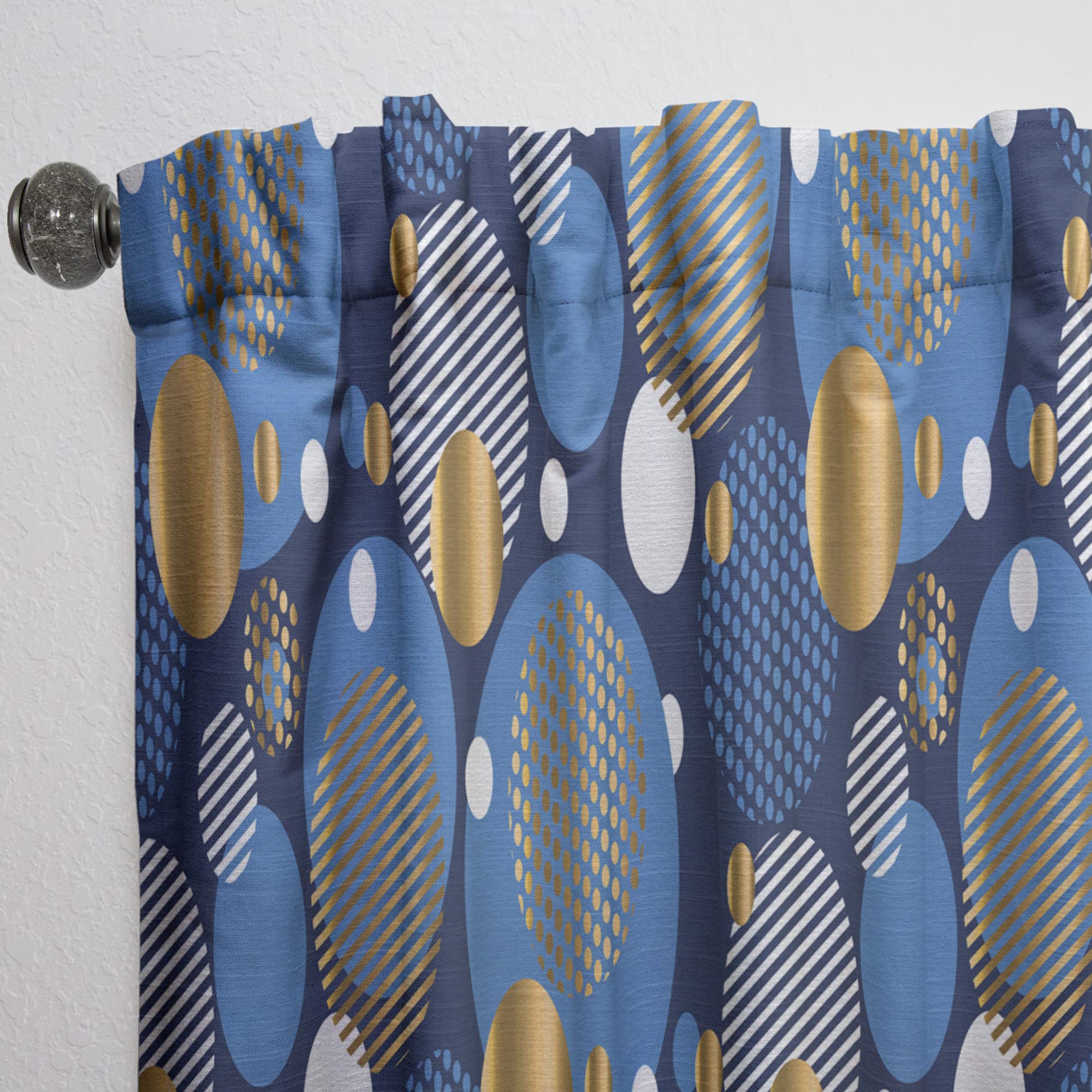 DesignQ Circular Abstract Retro Geometric XI Thermal Insulated Curtains - Single Panel 52x63 - Elegant Window Treatment for Bedroom & Living Room - Perfect for Home Decor & Light Control