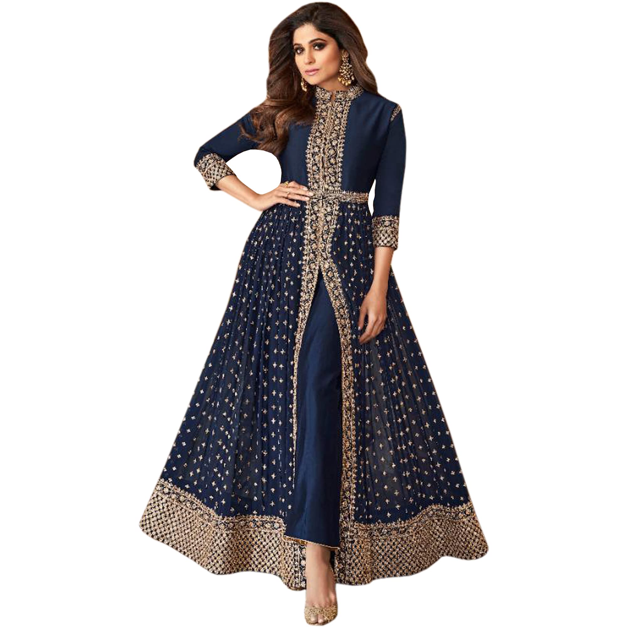 Elegant Embroidery Designer Silt Anarkali Gown Suits for Women | Traditional Indian Party Wear | Perfect for Weddings, Festivals & Special Occasions