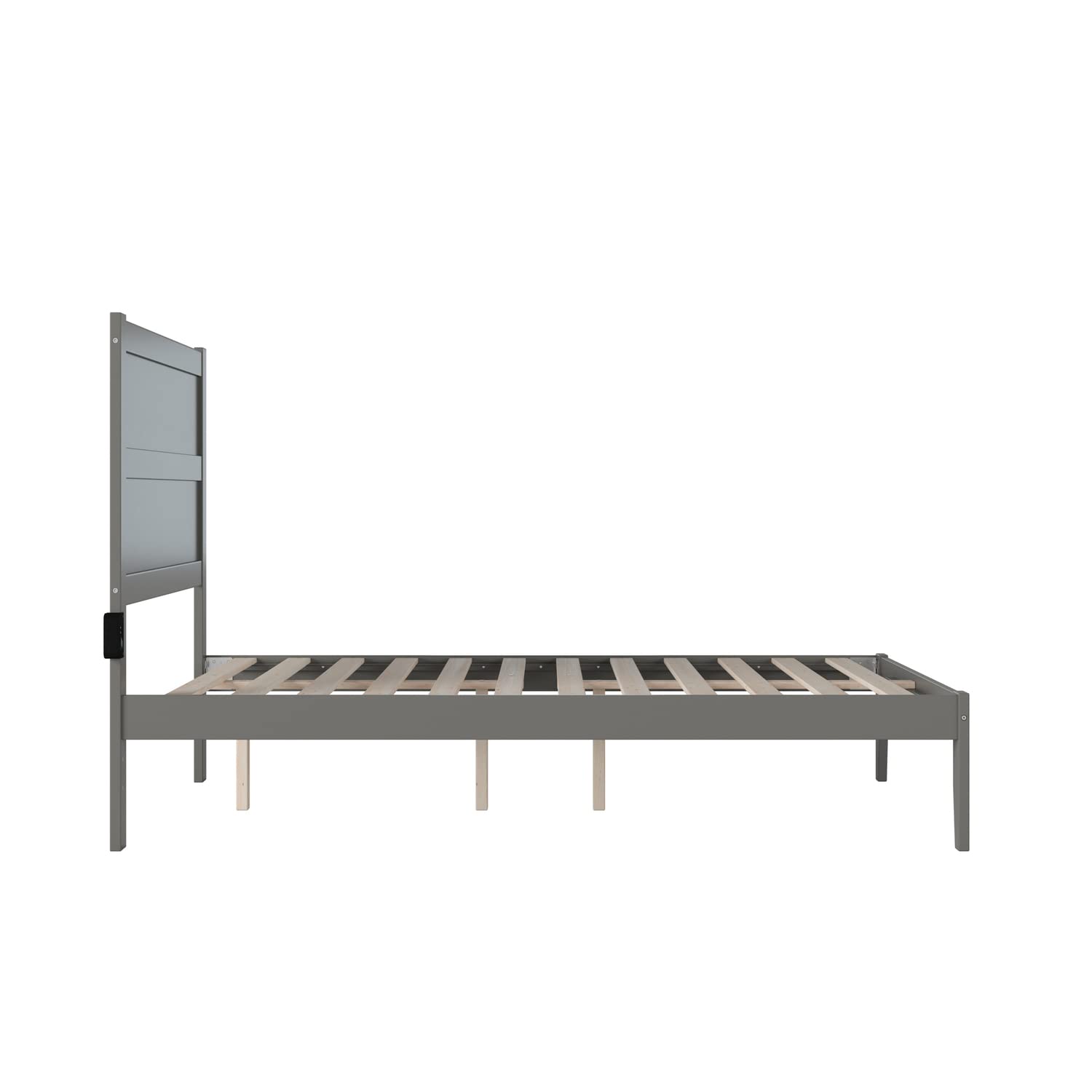 AFI NoHo Full Size Platform Bed Frame with USB Charging Station - Modern Grey Wooden Bed for Small Spaces - Perfect for Apartments, Dorms & Guest Rooms