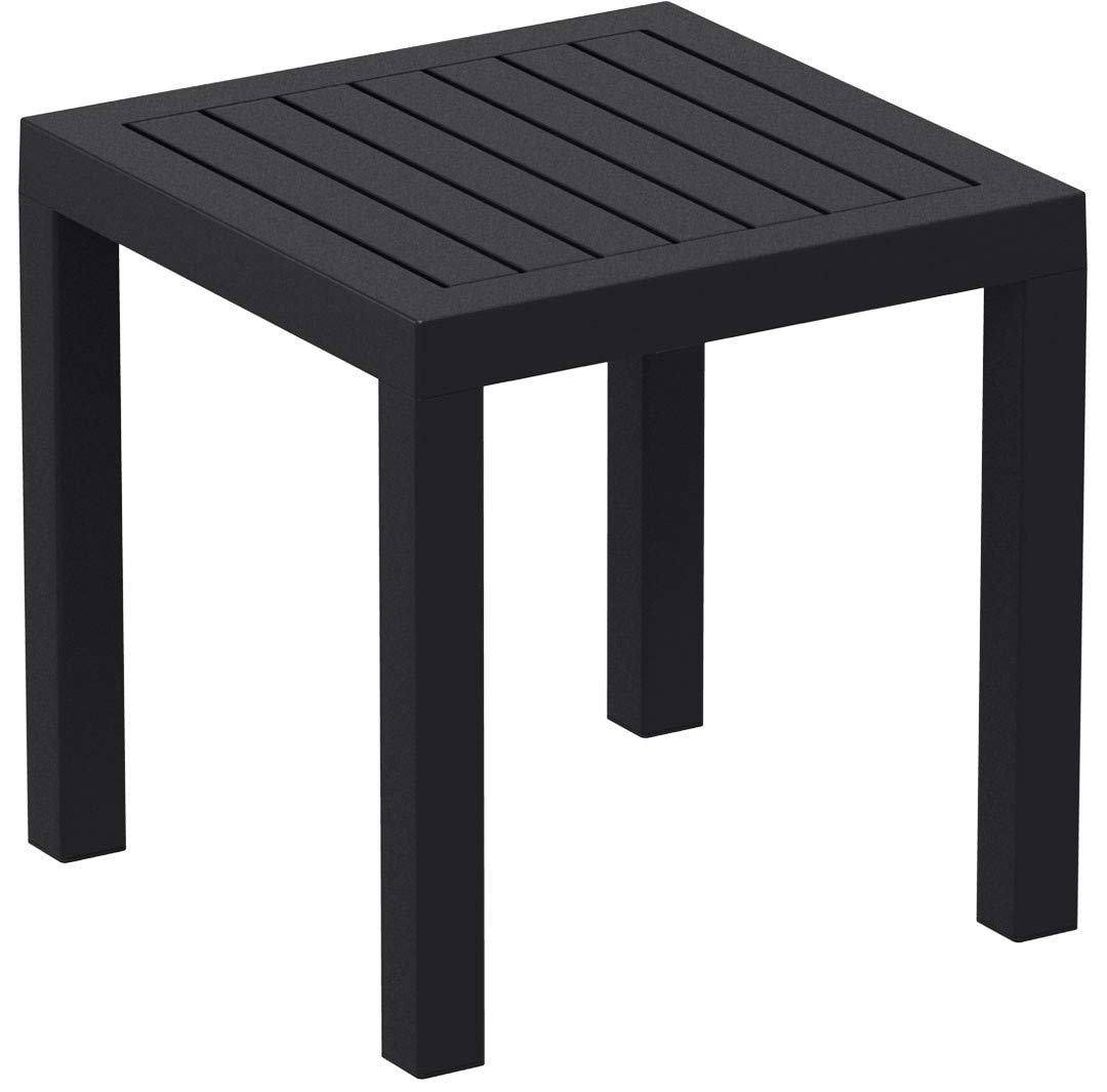 Premium Black Commercial-Grade Compamia Ocean Square Resin Patio Side Table - Durable Outdoor Furniture for Poolside, Garden, Deck & Patio Decor