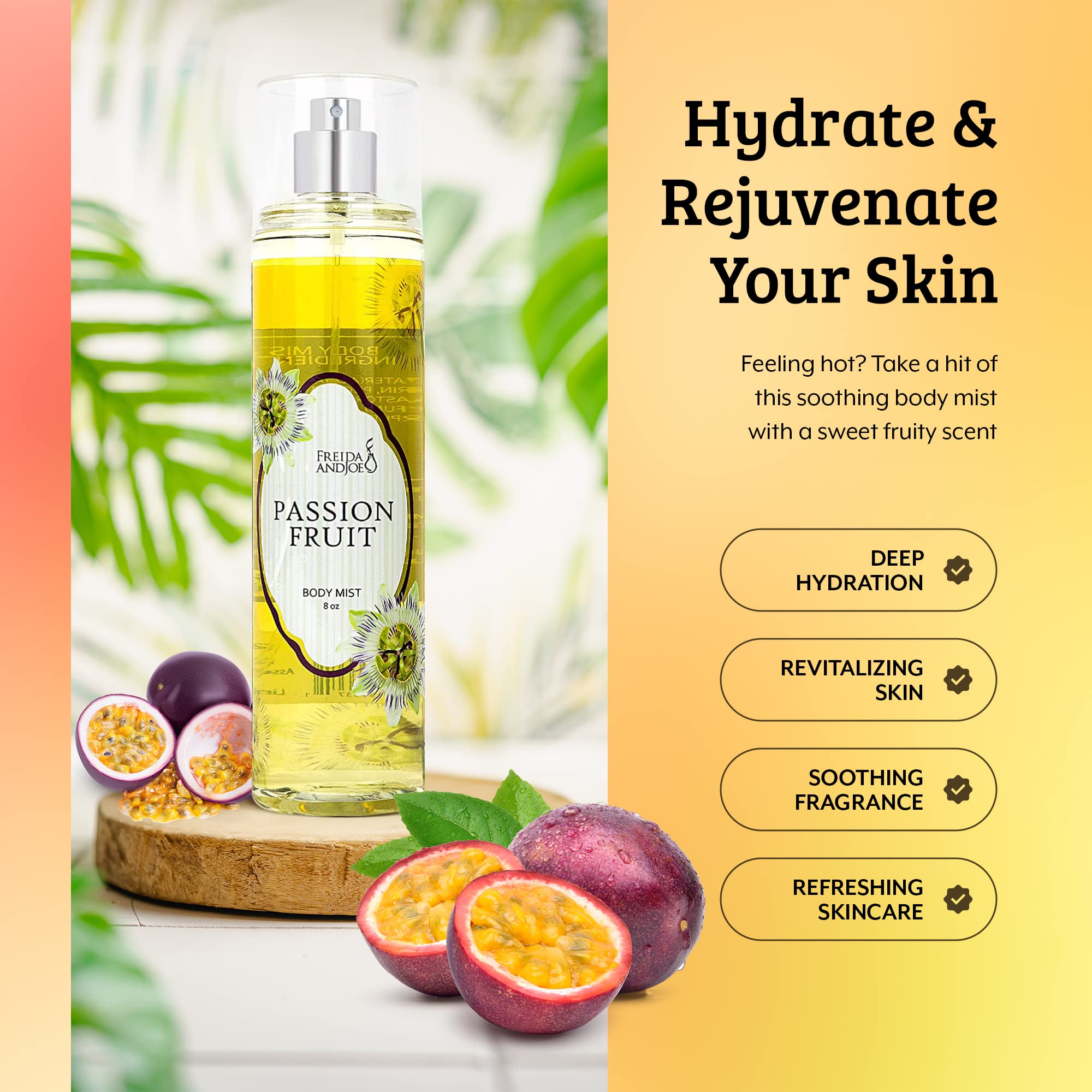 Luxury Passion Fruit Body Spray for Women - 8 oz Fine Mist Perfume Fragrance & Body Mist - Perfect for Daily Use, Date Nights & Gift Giving