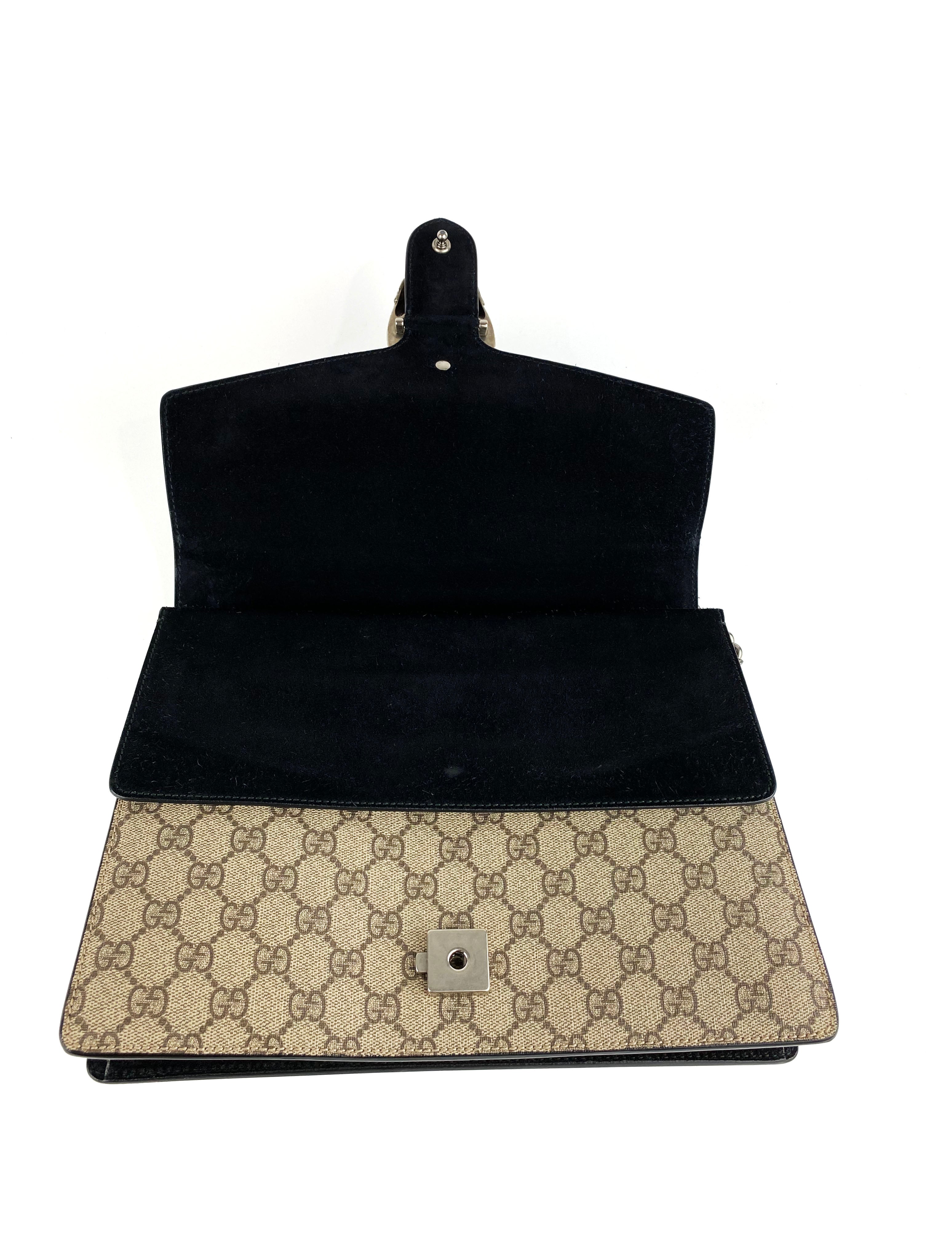 Gucci Dionysus Monogram Shoulder Bag with Black Suede Trim - Luxury Crossbody Purse for Women, Perfect for Evening Parties & Date Nights