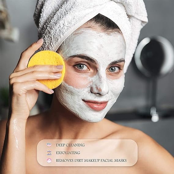 BANIRA Facial Cleansing Sponge Puff - 12PCS Exfoliating Wash Pads for Makeup Removal & Deep Cleaning | Gentle on Skin, Perfect for Daily Face Wash & Beauty Routine