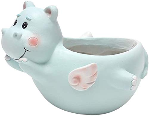 Resin Cartoon Succulent Planter - Cute Hippo-Shaped Flower Pot for Plants, Home & Office Desktop Decoration | Perfect for Small Succulents, Cacti, and Air Plants in Living Room, Bedroom, or Workspace