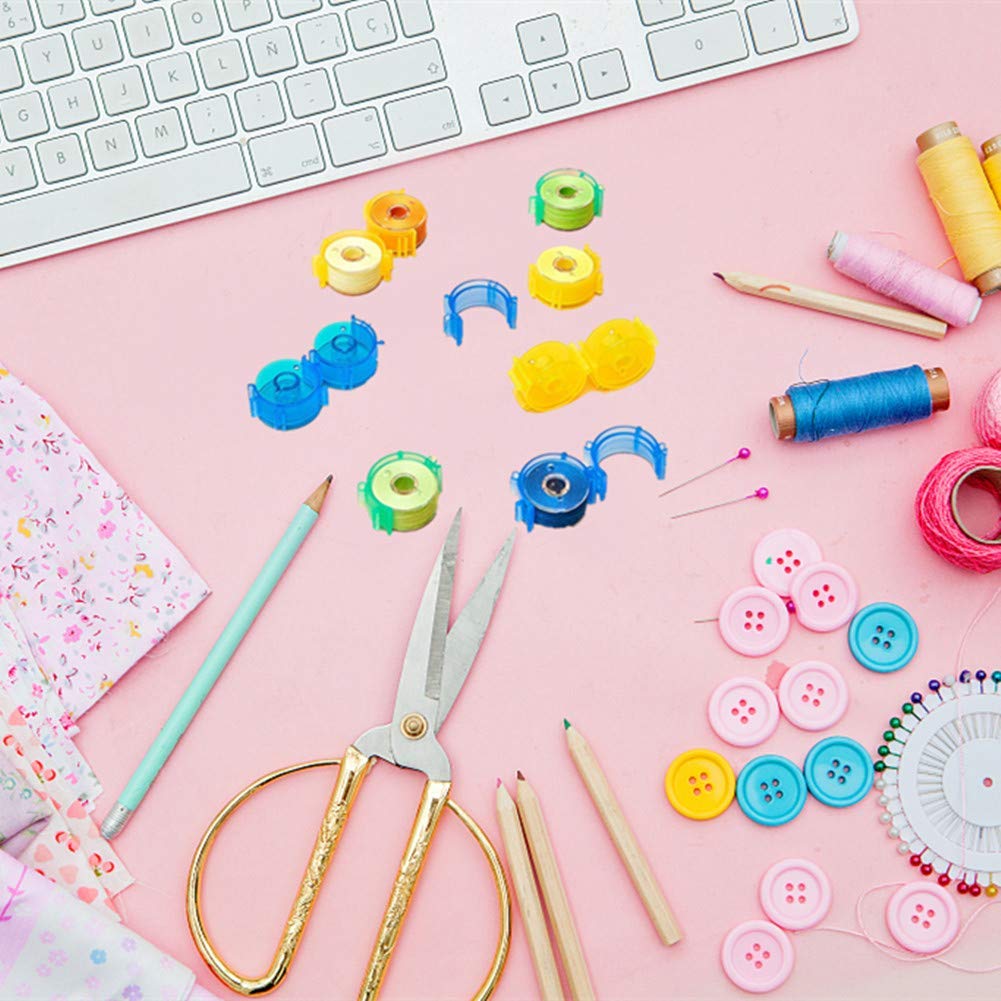 50-Pack Colorful Sewing Bobbin Clips - Small Thread Holder Clips for Sewing Machines, Quilting & Crafting - Durable Bobbin Holder Accessories for Organizing Threads & DIY Projects