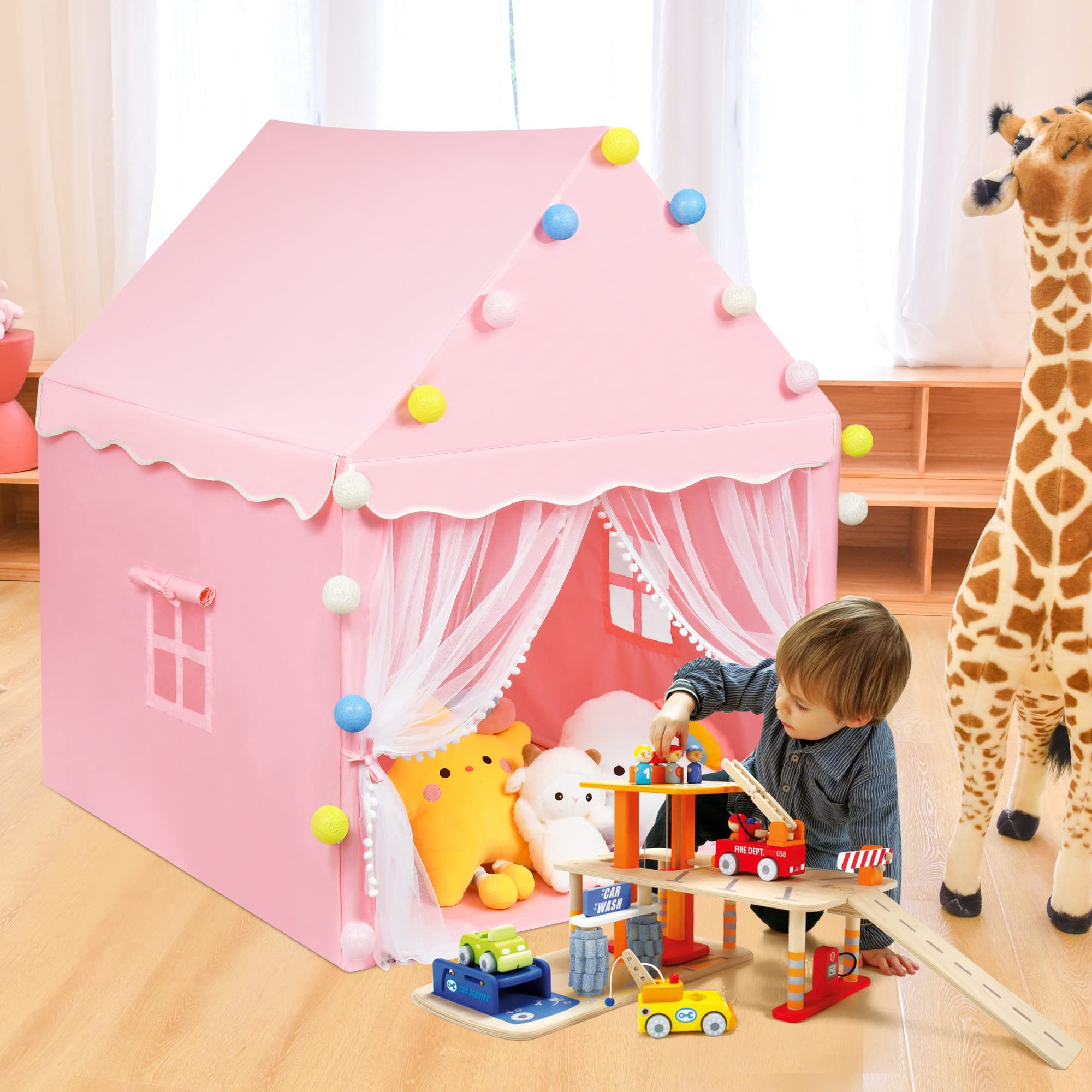 Foldable Kids Play Tent - Large Canvas Children Playhouse for Indoor & Outdoor Use | Perfect for Girls & Boys Playtime, Camping, and Backyard Adventures
