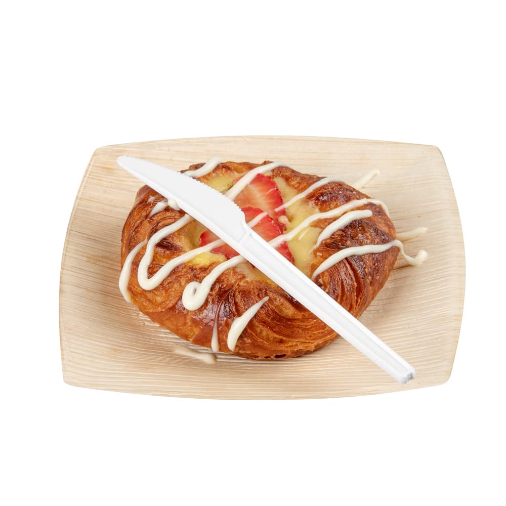 6.5 Inch Compostable Knives - 250 Individually Wrapped Plant-Based Cutlery Set | BPI-Certified CPLA Disposable Silverware for Hot & Cold Foods | Eco-Friendly Restaurantware for Parties, Picnics & Catering