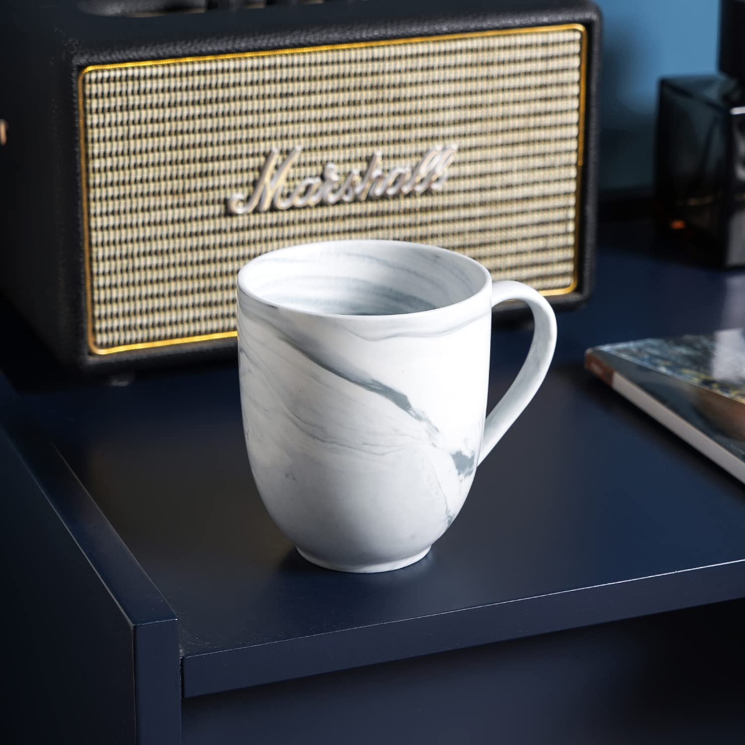 Premium Stone Lain Brighton Porcelain Dish Set - 4 Elegant Gray Coffee Mugs for Home, Office, or Gifts | Durable & Stylish Tea Cups for Daily Use, Parties, and Decor