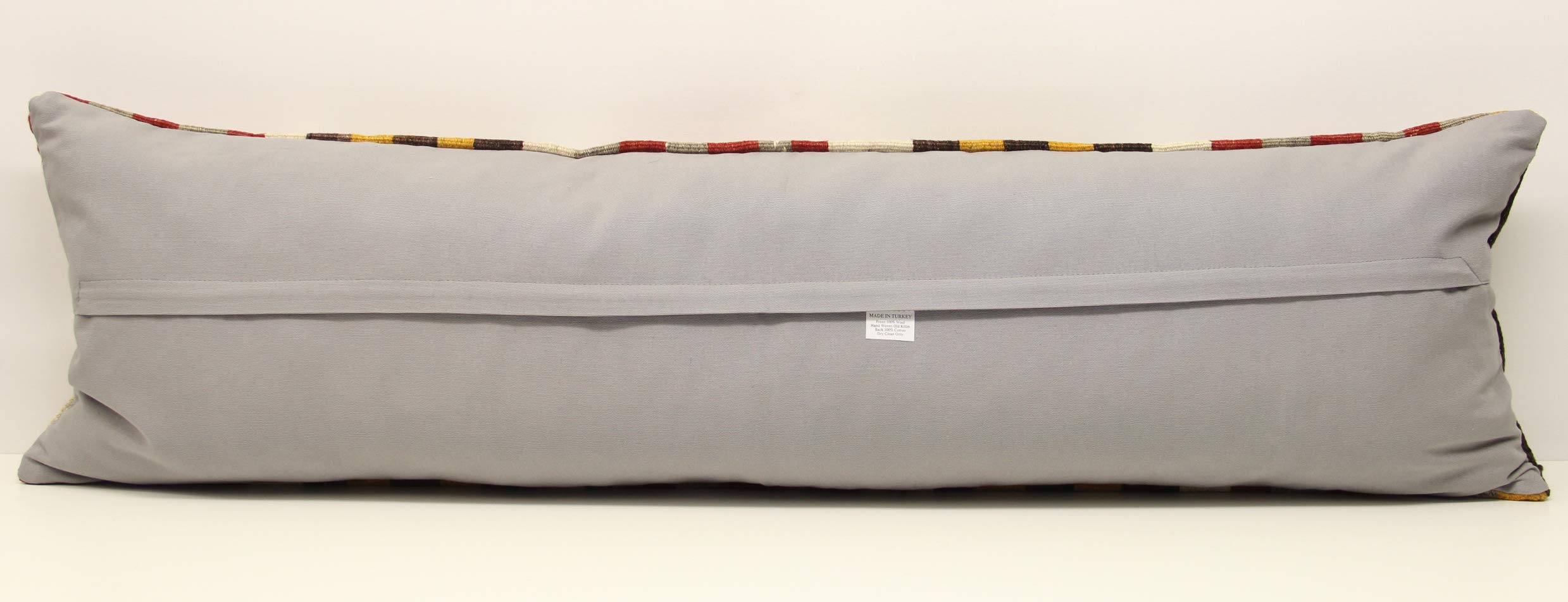 King Size Kilim Pillow Cover 14x47 Inches (35x120 cm) - Handwoven Bohemian Lumbar Pillow Case for Sofa, Bed, Couch - Twin Extra Long Decorative Throw Pillow Cover for Home Decor