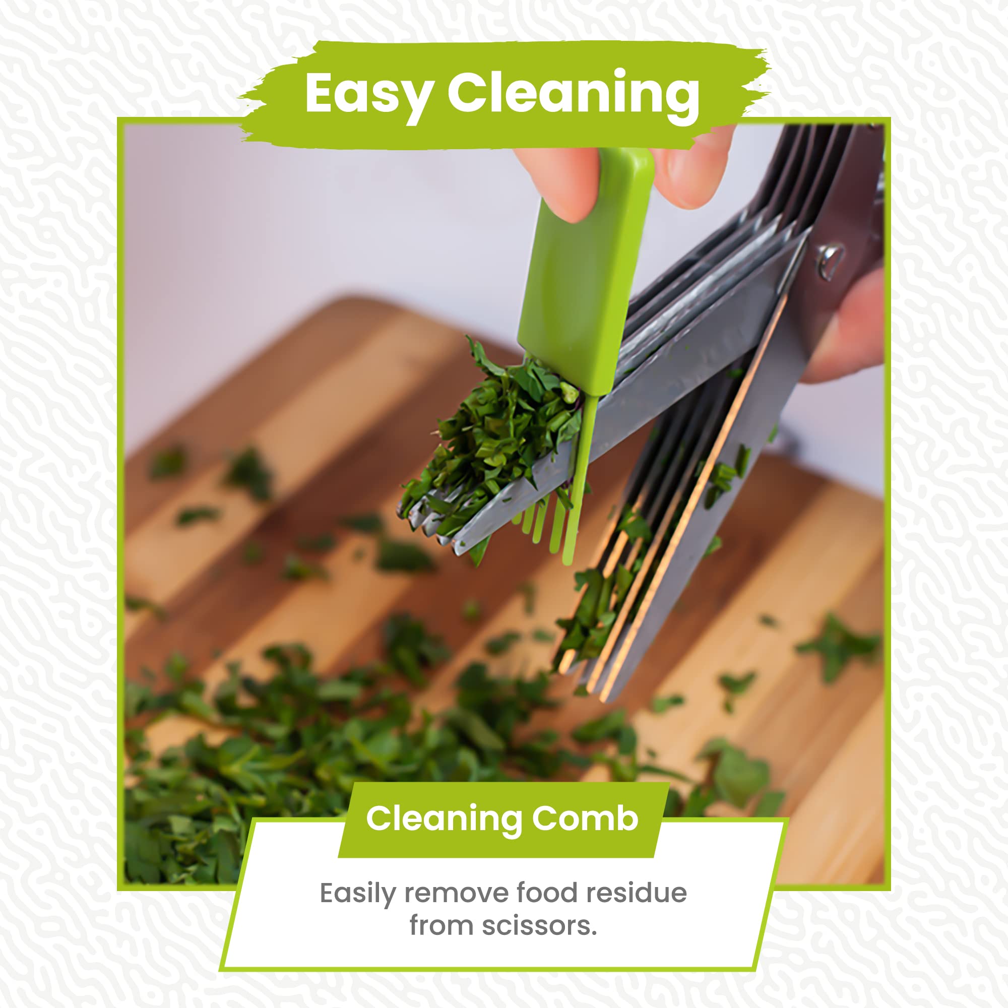 5-Blade Stainless Steel Herb Scissors - Sharp Kitchen Shears for Cutting Fresh Herbs, Parsley, Basil & More - Perfect for Cooking, Garnishing & Meal Prep