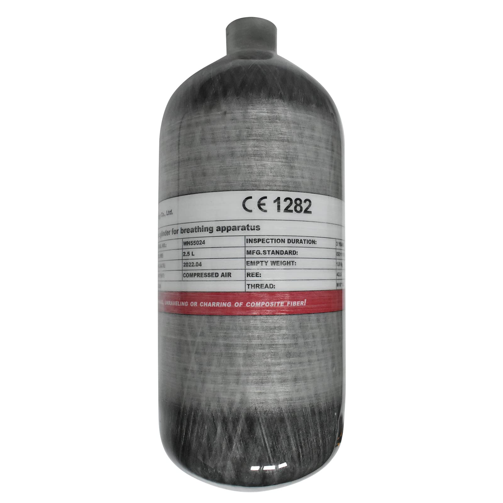 **TUXING 4500psi High Pressure Composite Cylinder - 2.5L Carbon Fiber Scuba Diving Tank, PCP Paintball Air Tank (Empty) - M18x1.5 Thread for Outdoor Adventures, Diving, and Paintball Games**