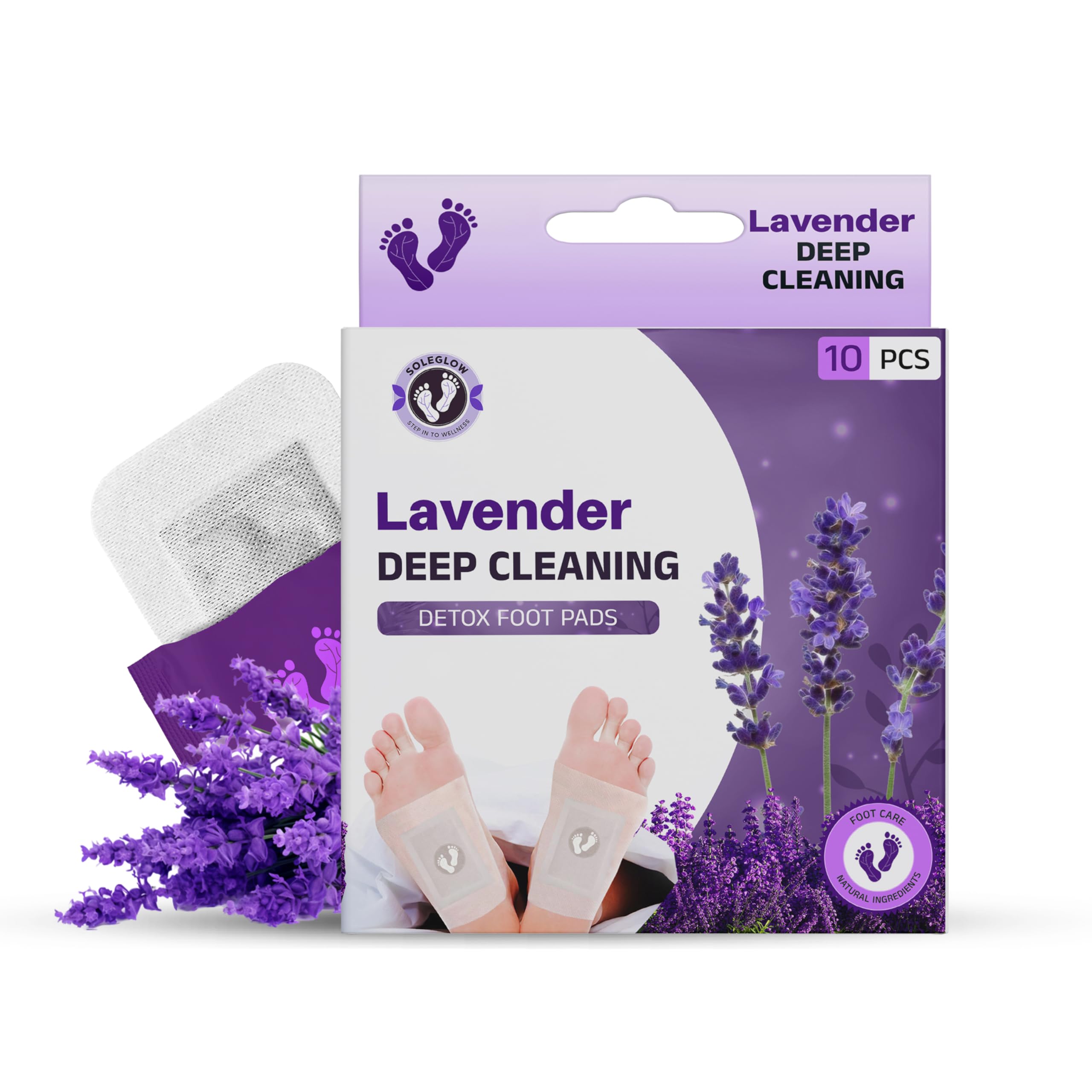 Soleglow Ultra Detox Foot Patches - Natural Cleansing Toxin Remover Foot Pads for Men & Women, Stress Relief & Detoxification, Lavender Scented (30 Pads) - Perfect for Nighttime Relaxation & Post-Workout Recovery