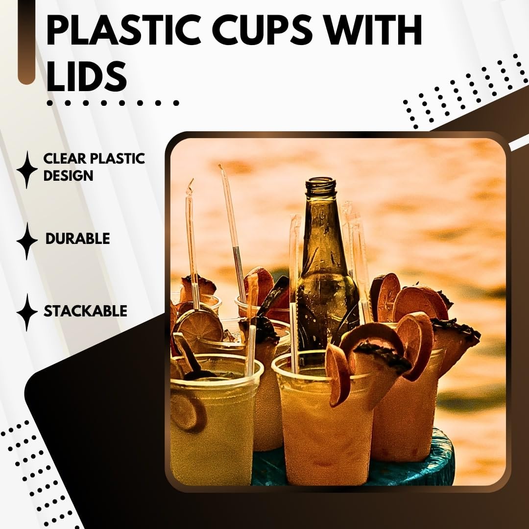 Green Direct 24 oz. Clear Plastic Disposable Cups with Lids - 50 Sets for Iced Coffee, Bubble Tea, Smoothies & Cold Drinks | Perfect for Parties, Cafes & Takeout