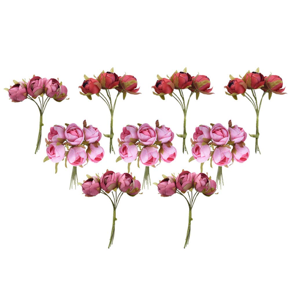BESTOYARD 9Pcs Mini Artificial Silk Rose Stems - Fake Flowers for Christmas Decorations, Wedding Bouquets, Wreaths & Headpieces - Craft Supplies (Random Colors) - Perfect for DIY Home Decor, Party Centerpieces & Gift Wrapping