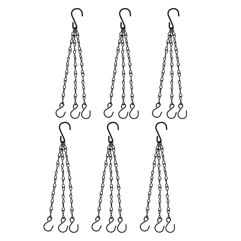 6 Pcs Heavy Duty Galvanized Hanging Chains - 15.7 Inch Replacement Chains for Flower Baskets, Bird Feeders, Planters & Lanterns | Outdoor Garden Decor & Hanging Plant Hangers (Black) - Perfect for Patio, Balcony, and Backyard Decoration
