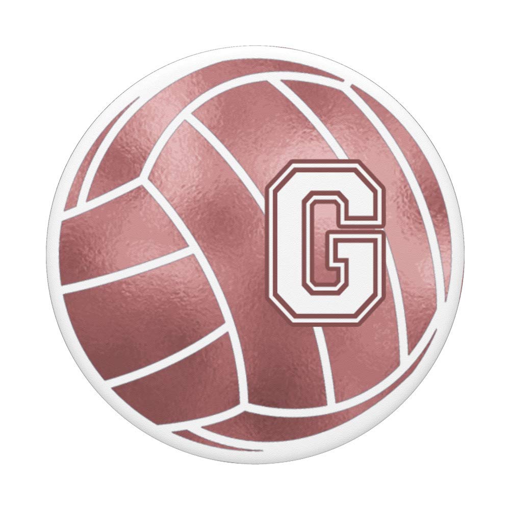 Rose Pink Volleyball Phone Grip - Personalized Name Starts with Letter G - Perfect Gift for Volleyball Players & Fans