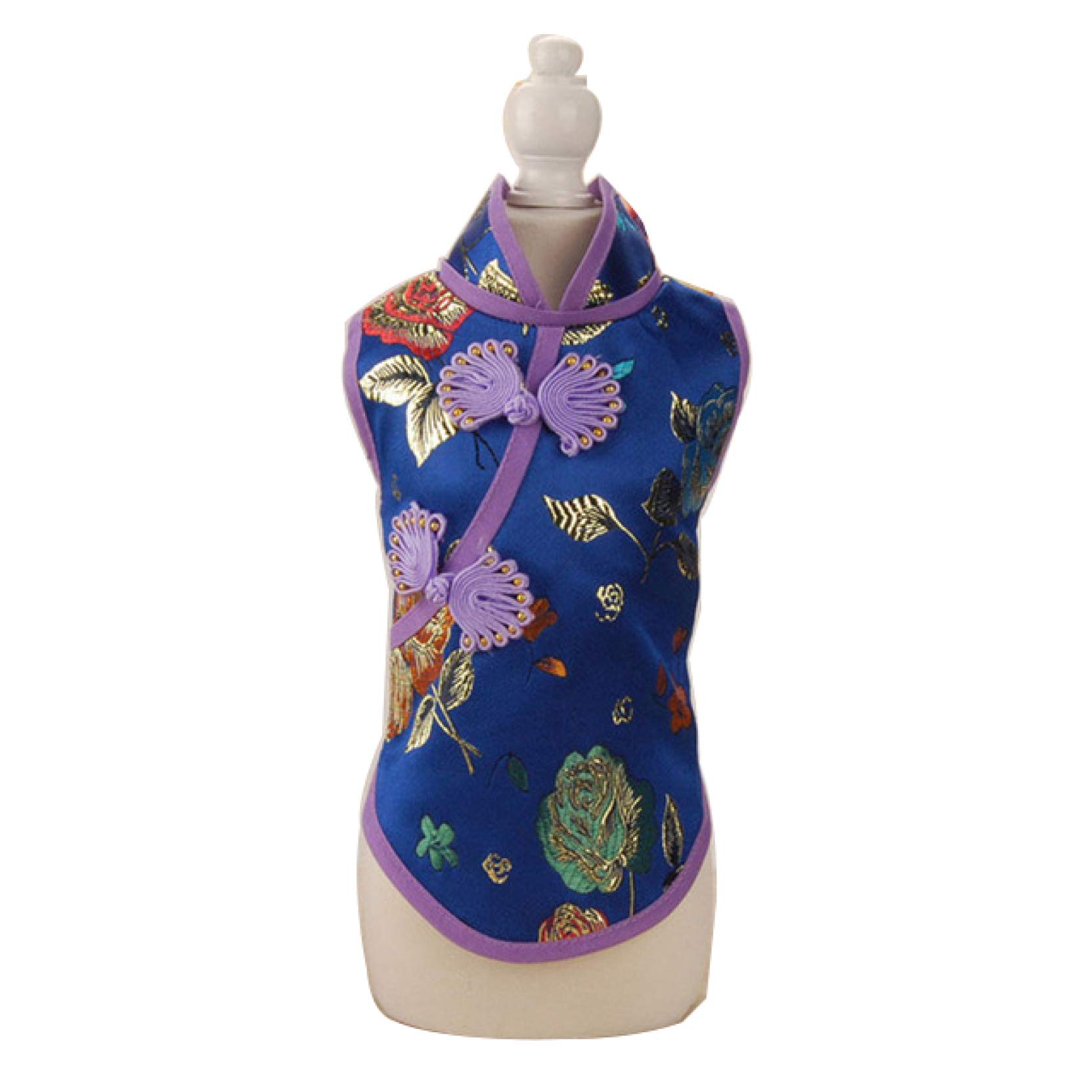 Chinese Style Cheongsam Pet Dog Clothes - Summer Floral Print Puppy Dress for Small Dogs & Cats - Perfect for Parties, Weddings & Photo Shoots