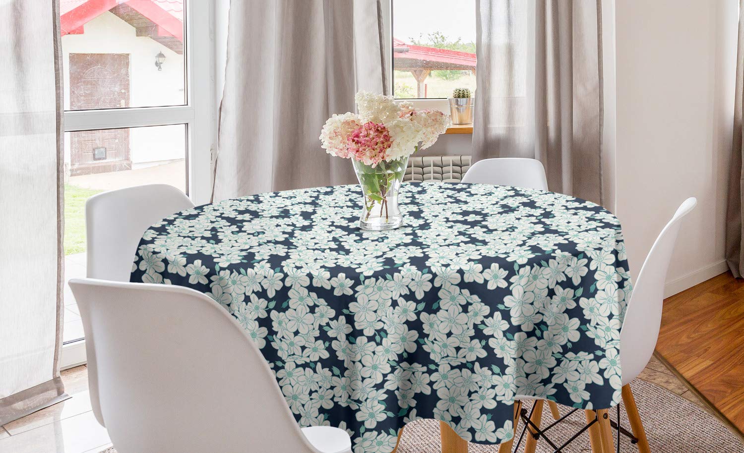 Ambesonne Daisy Round Tablecloth 60
