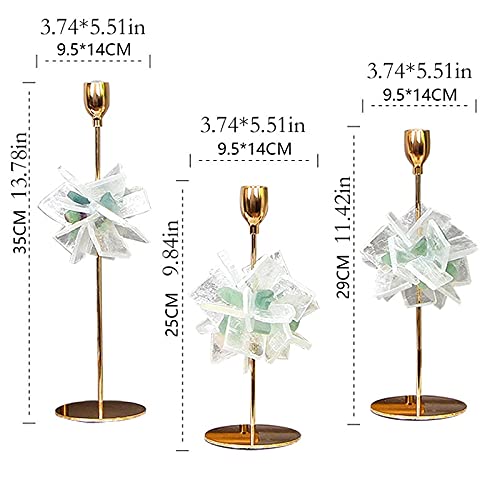Luxury Crystal Stone Stainless Steel Candle Holder - Elegant Desktop Home Decor for Romantic Candlelight Dinners, Weddings & Restaurants - Large Size Decorative Centerpiece for Dining Tables & Special Occasions