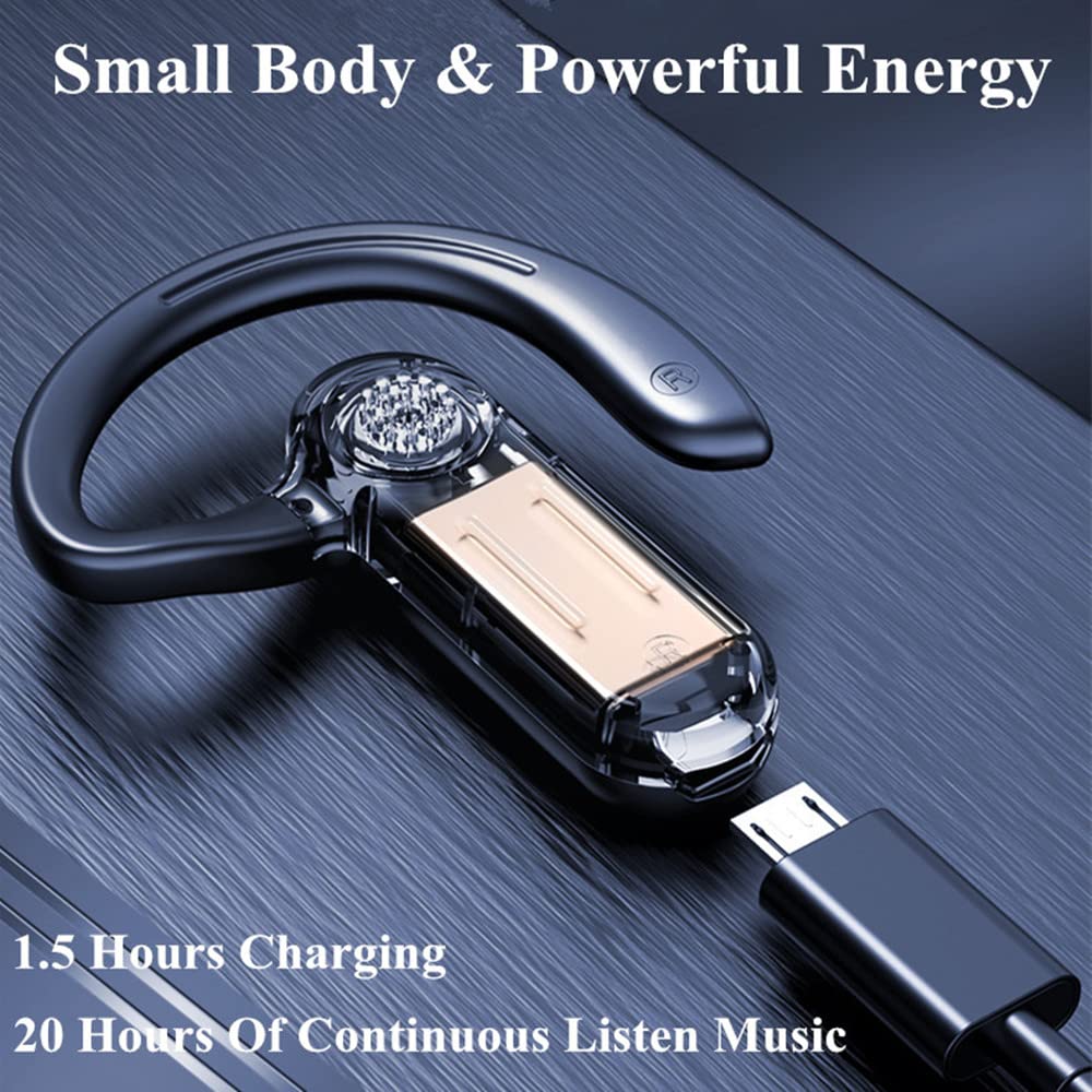 Wireless Bluetooth Headset with Voice Control - Single Ear Hands-Free Earpiece for Cell Phone, Computer, Laptop - Ideal for Drivers, Truckers & Office Workers - Perfect for Calls, Online Meetings & Long-Distance Driving