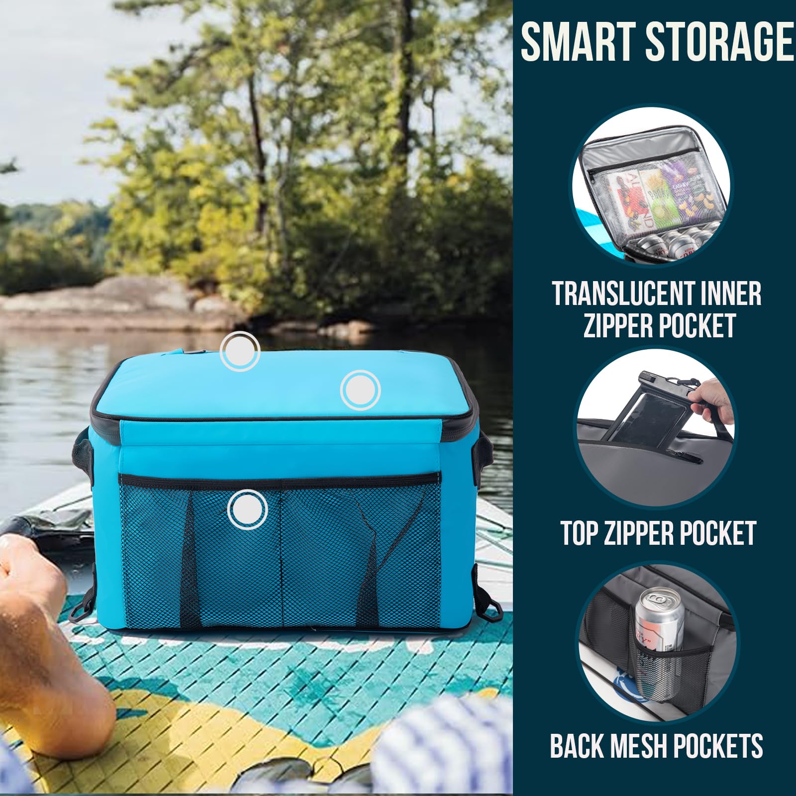 **Premium Paddle Board Cooler Bag - SUP & Kayak Cooler with 4 Pockets, Holds 30 Cans - Waterproof Deck Bag with Phone Pouch - Ideal for Paddleboarding, Kayaking & Beach Outings**
