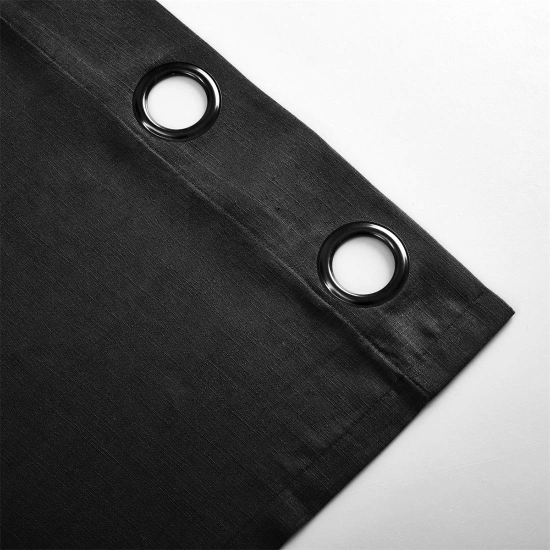 VCTOPS Blackout Linen Curtains - 52x96 Inch Room Darkening Window Drapes with Grommet Top for Living Room & Bedroom - Elegant Home Decor for Privacy & Light Control (1 Panel, Black) - Perfect for Cozy Nights & Stylish Interior Design