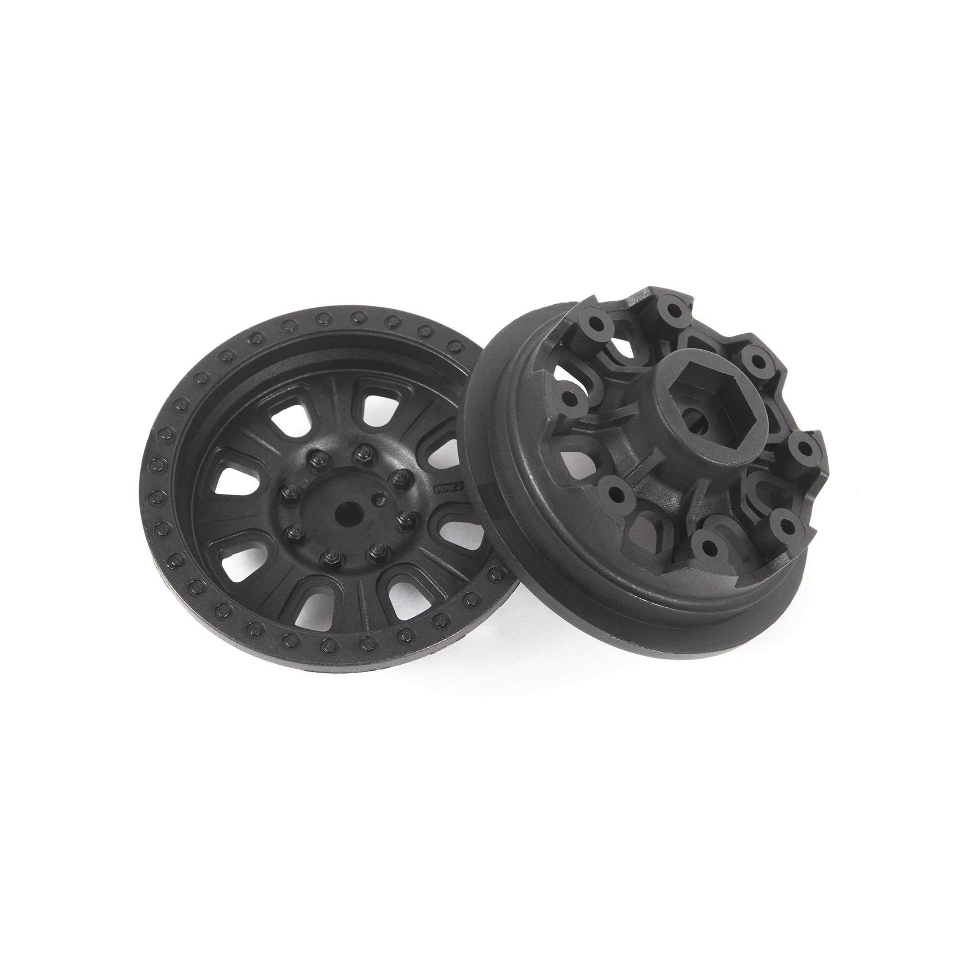 Axial 1.9 Raceline Monster Beadlock Wheels - 2 Pack Black (AXI43004) | Heavy-Duty Off-Road Rims for RC Crawlers & Trail Trucks