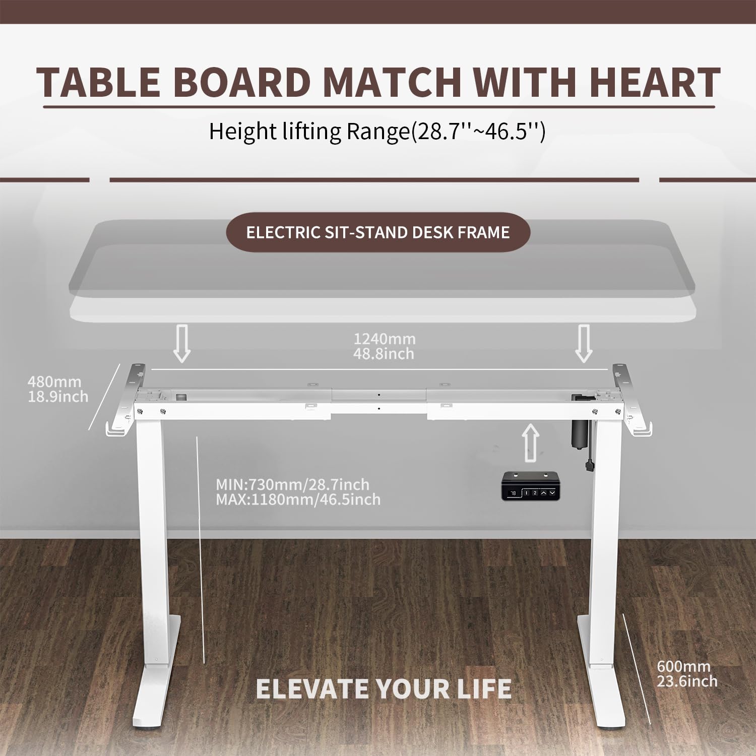 ERGOMAKER Single Motor Electric Height Adjustable Standing Desk Frame - Sit Stand Desk Legs for Home Office & Workspace, White - Perfect for Computer Work, Gaming & Study Setup