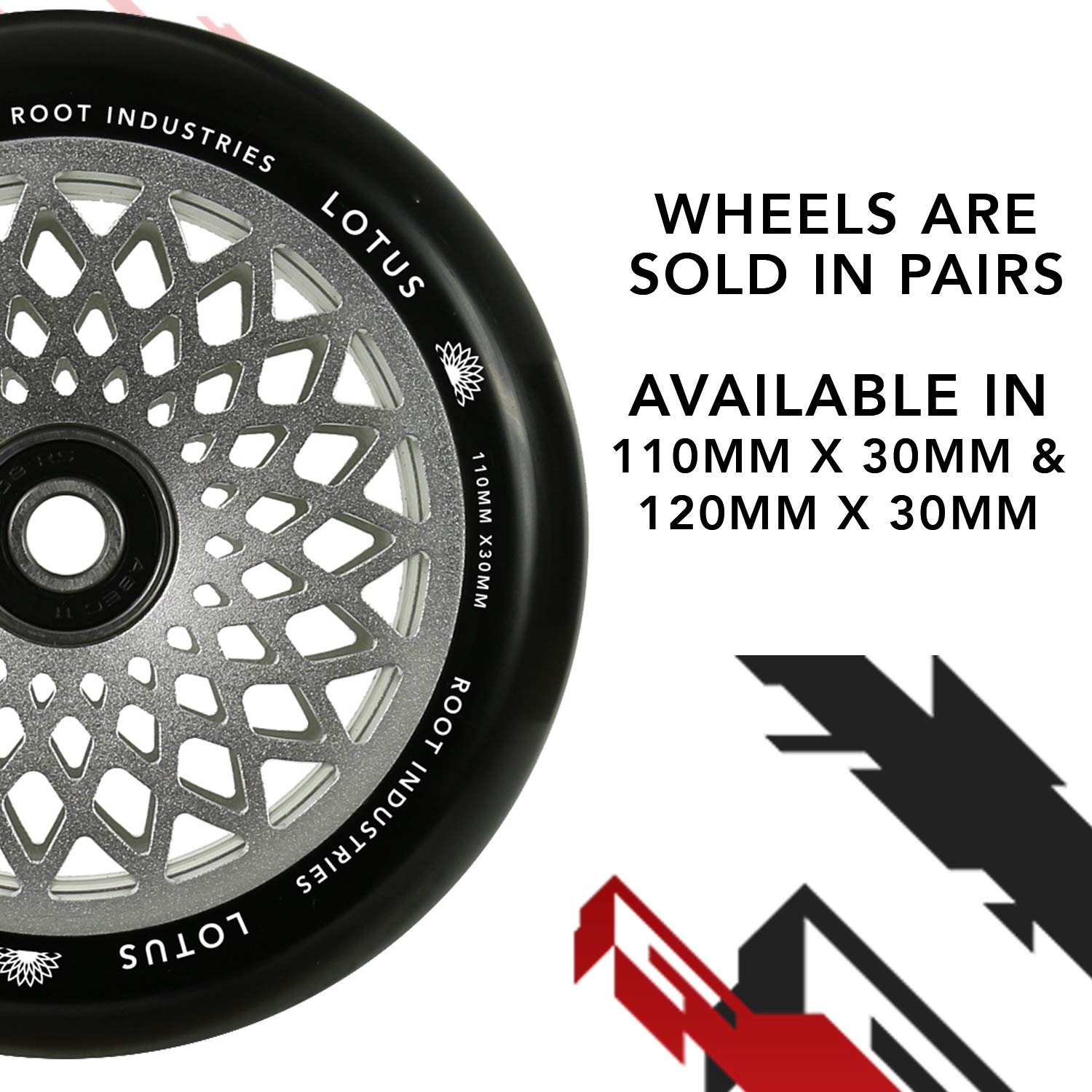 ROOT INDUSTRIES Lotus Wheels - 30mm Wide Skateboard Wheels for Smooth Riding | Perfect for Street Skating, Park Tricks & Longboard Cruising