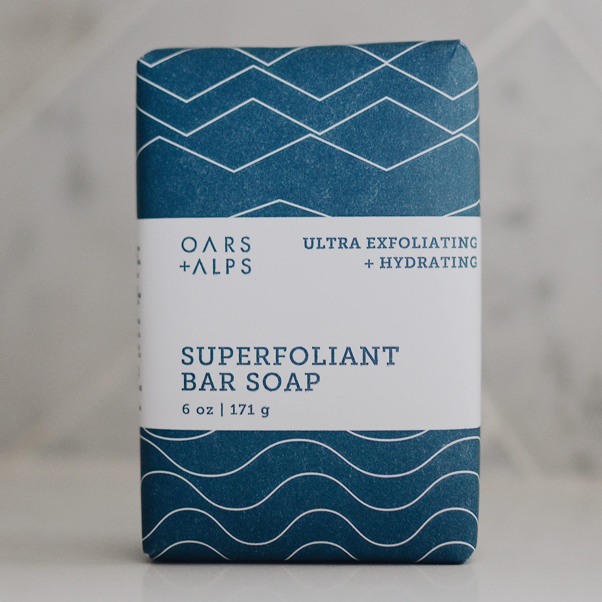 Oars + Alps Superfoliant Exfoliating Bar Soap for Men - Dermatologist Tested, Clean Ingredients, Travel Size (6 Oz) - Deep Cleansing & Exfoliation for Face & Body, Ideal for Gym, Travel & Daily Skincare Routine