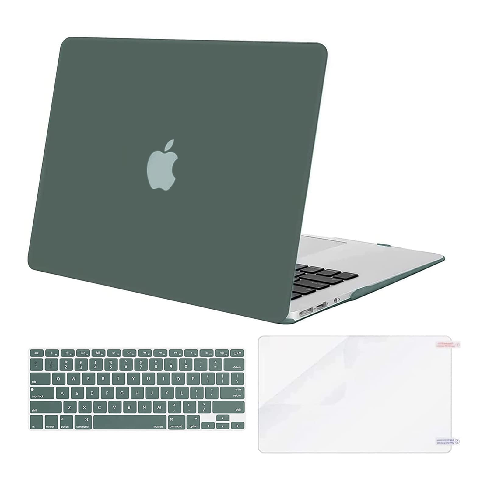 MOSISO Hard Shell Case for MacBook Air 11 inch (A1370 & A1465) with Keyboard Cover & Screen Protector - Midnight Green | Lightweight Protection for Work, School & Travel
