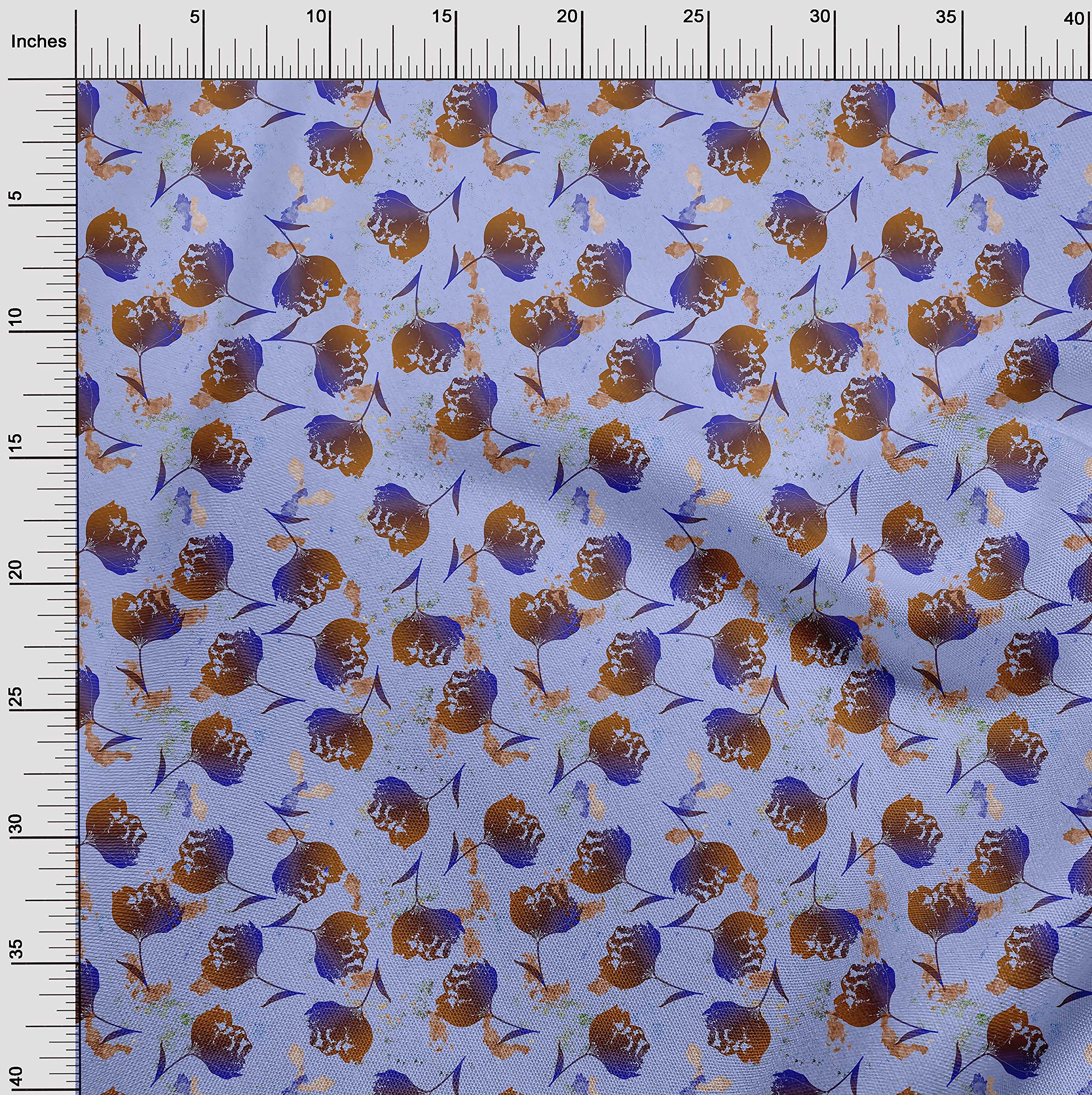 oneOone Polyester Spandex Orange Floral Print Fabric - 56 Inch Wide Sewing Material for Dresses, Curtains & DIY Crafts | Premium Stretch Fabric by The Yard for Fashion & Home Decor Projects