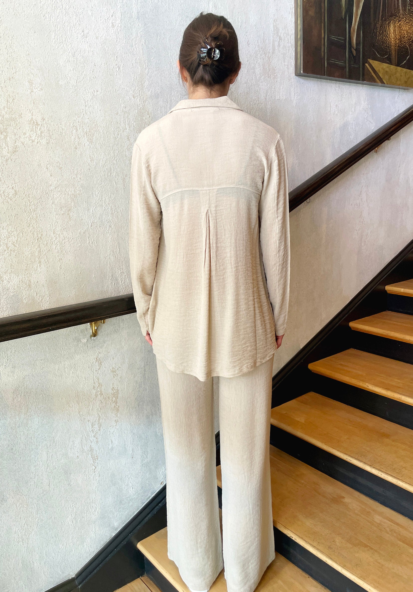 Embossed Viscose Palazzo Pants for Women - Comfortable Wide Leg Trousers - Summer Boho Beach Pants for Vacation & Casual Wear