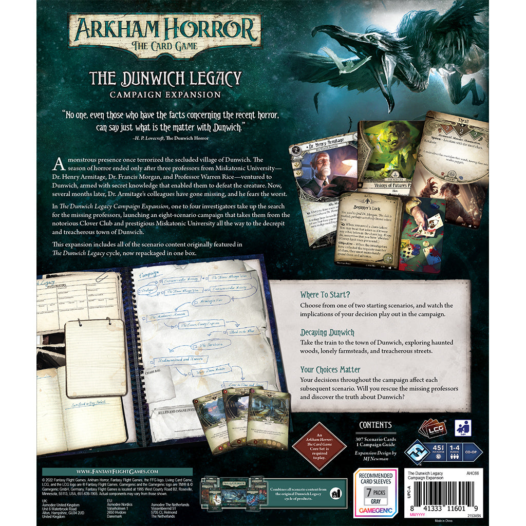 Arkham Horror: The Card Game - The Dunwich Legacy Campaign Expansion | Horror Adventure Board Game | Perfect for Game Nights & Lovecraft Fans