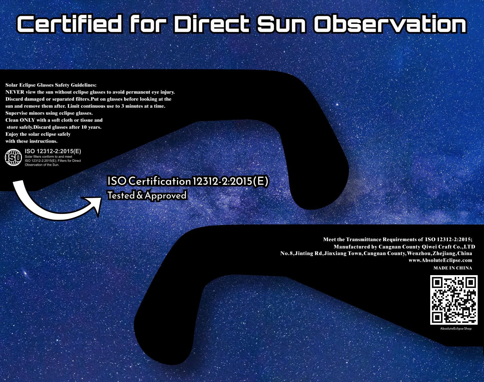 Gravitis ISO 12312-2 Certified Solar Eclipse Glasses - AAS Approved - Made in USA - Safe for 2024 Total Solar Eclipse - Perfect for Astronomy Events & Outdoor Viewing