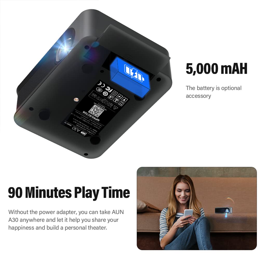 Mini Projector with Auto Focus & WiFi - Portable Home Theater Cinema, 4K LED Projector for Android, iPhone, PC, Laptop, PS5, TV Stick | Perfect for Movie Nights, Gaming & Office Presentations